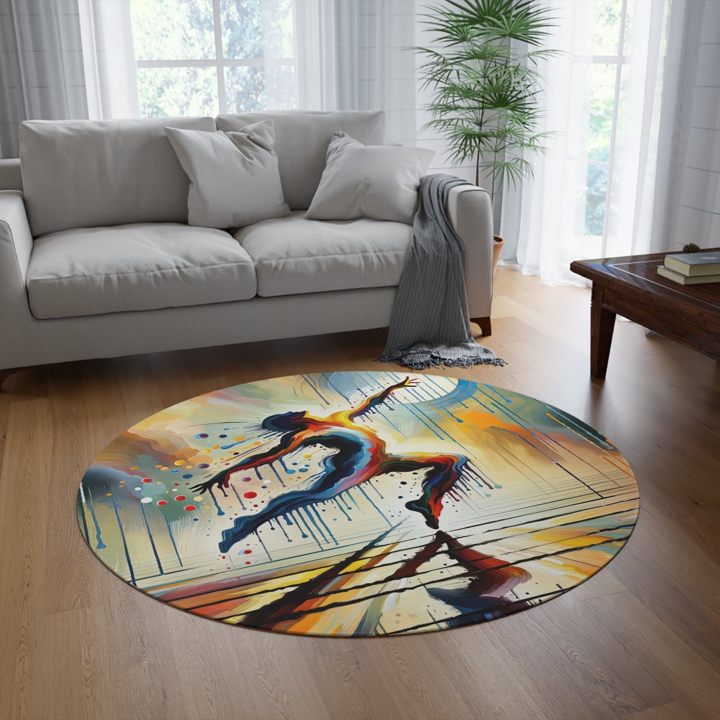 Expressive Dance Reflection Round Rug - ATUH.ART