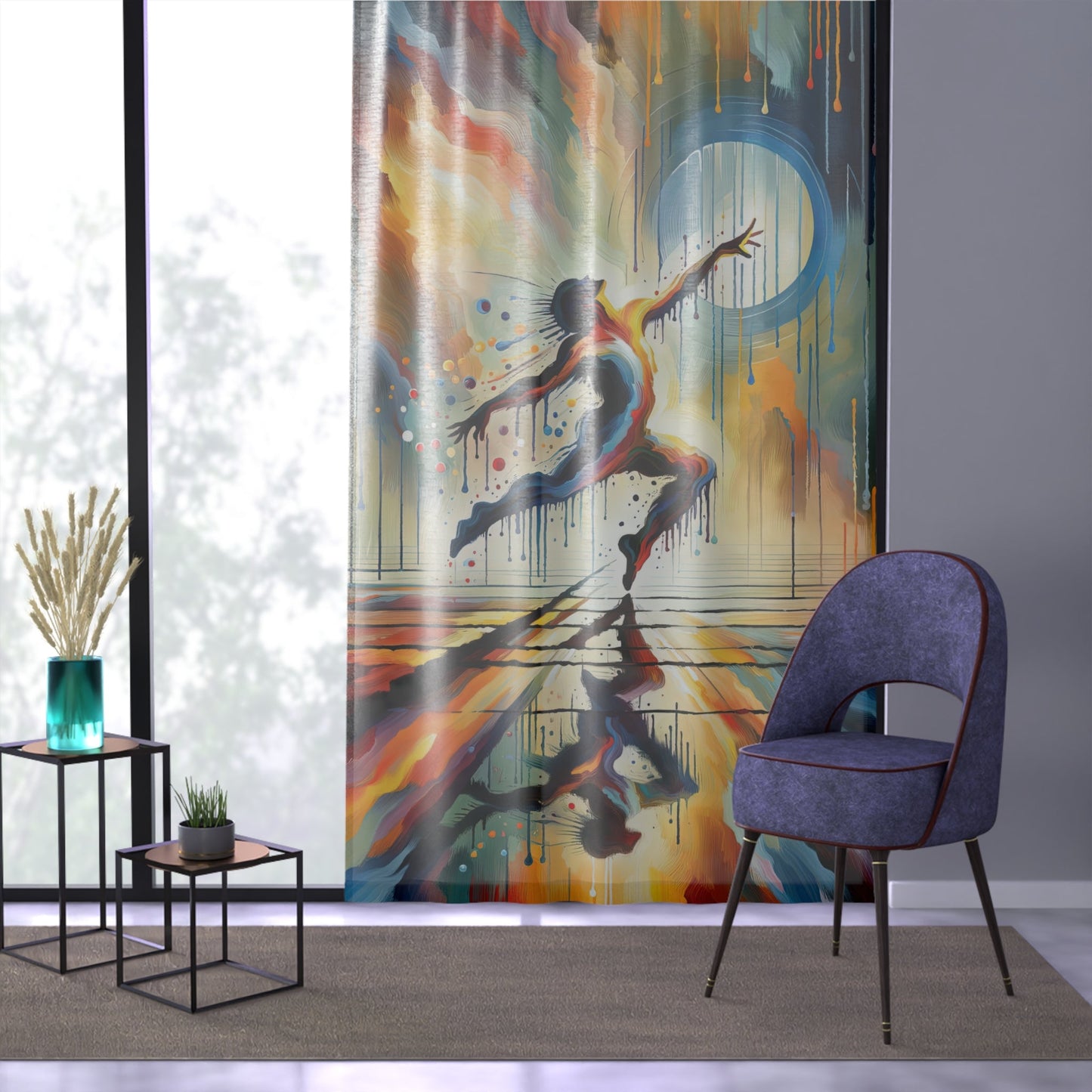 Expressive Dance Reflection Window Curtain - ATUH.ART