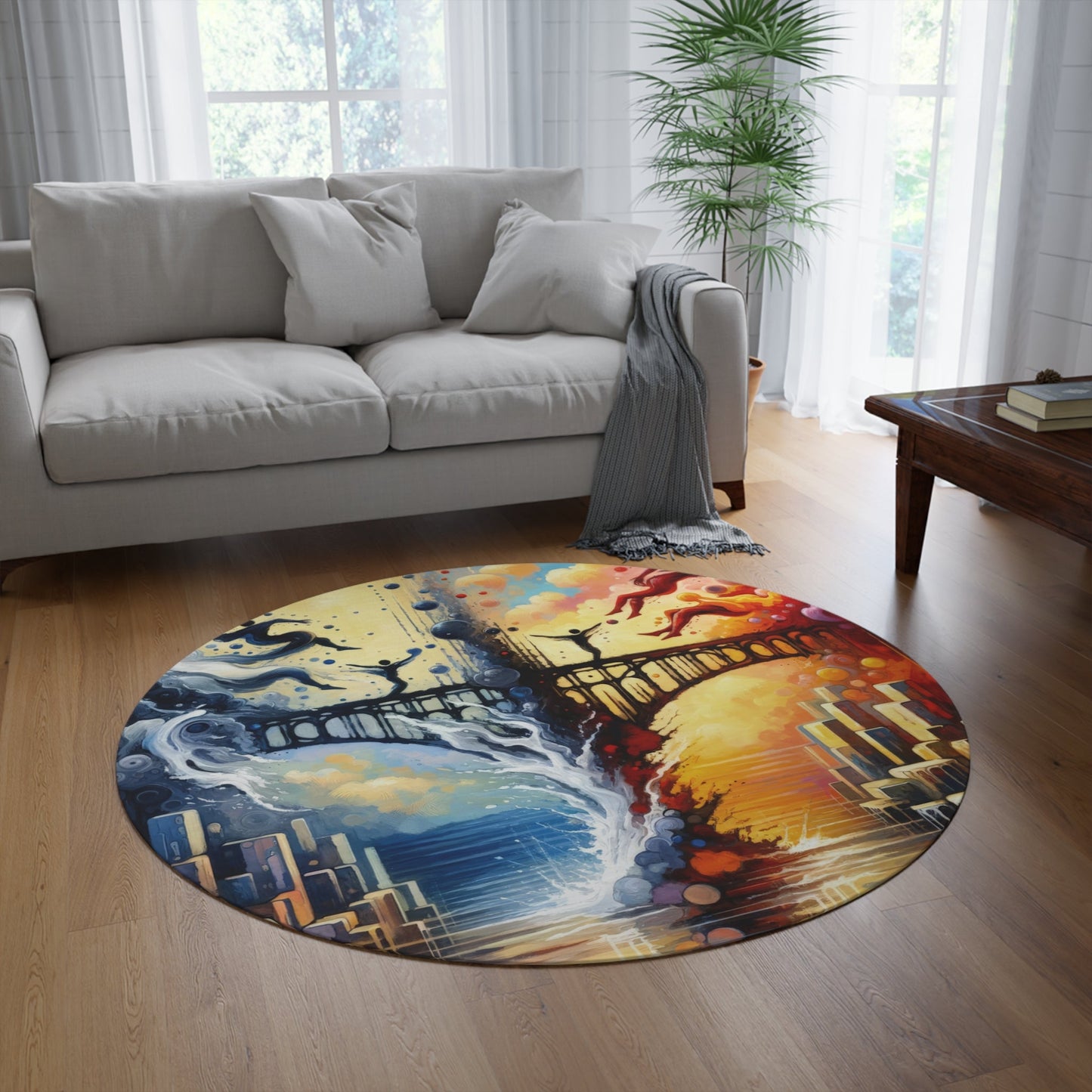 Faithful Diving Bridges Round Rug - ATUH.ART