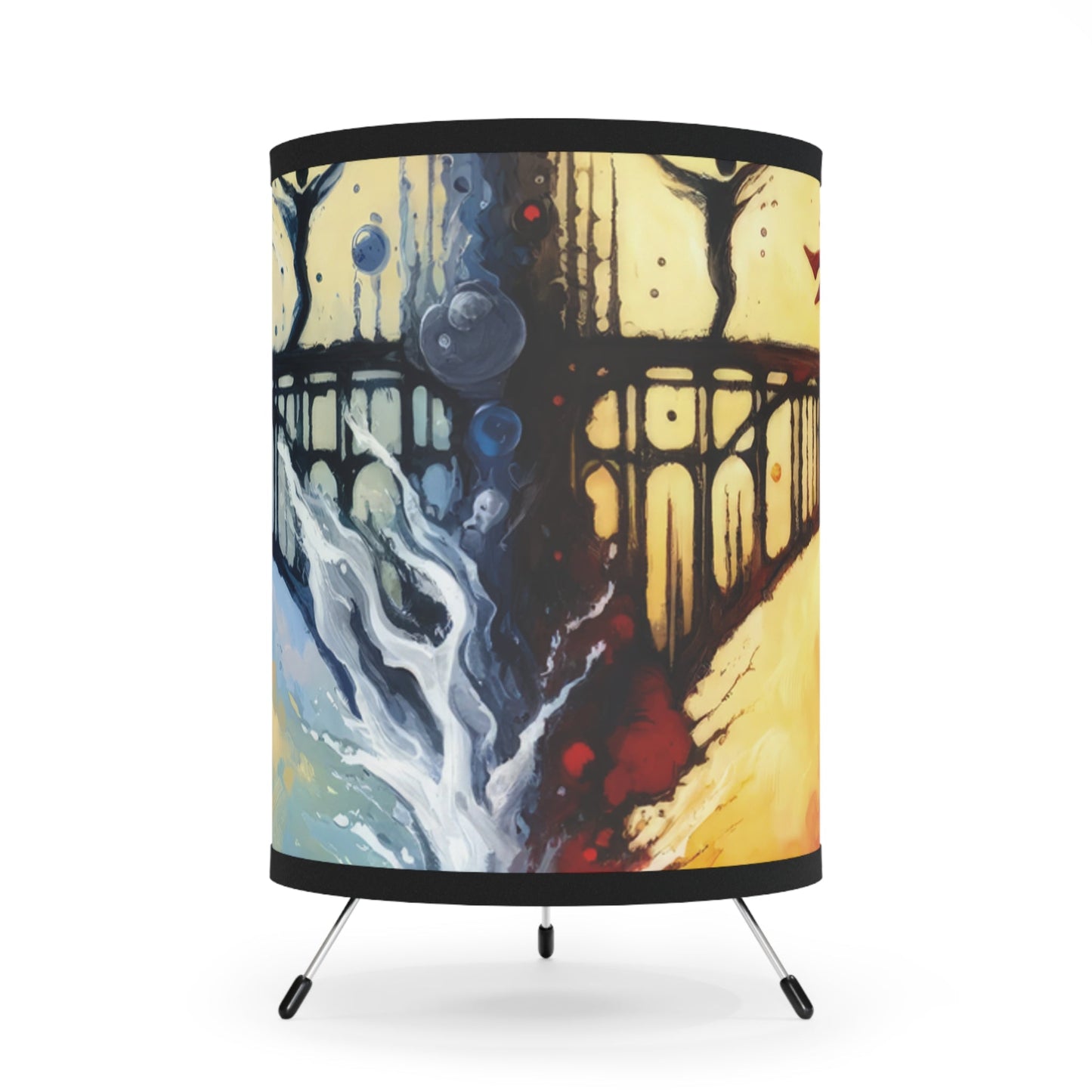 Faithful Diving Bridges Tripod Lamp with High-Res Printed Shade, US\CA plug - ATUH.ART