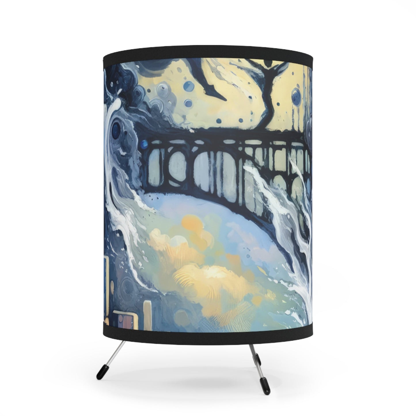 Faithful Diving Bridges Tripod Lamp with High-Res Printed Shade, US\CA plug - ATUH.ART