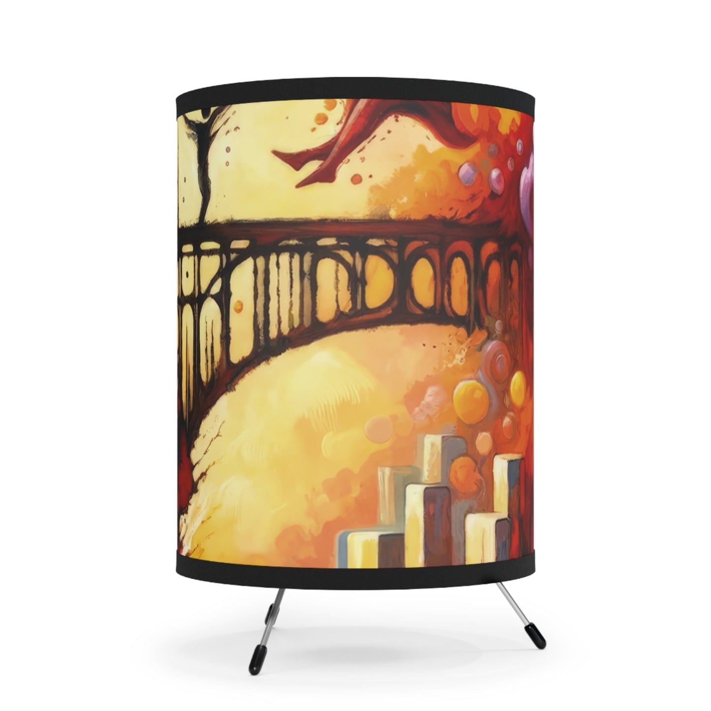 Faithful Diving Bridges Tripod Lamp with High-Res Printed Shade, US\CA plug - ATUH.ART