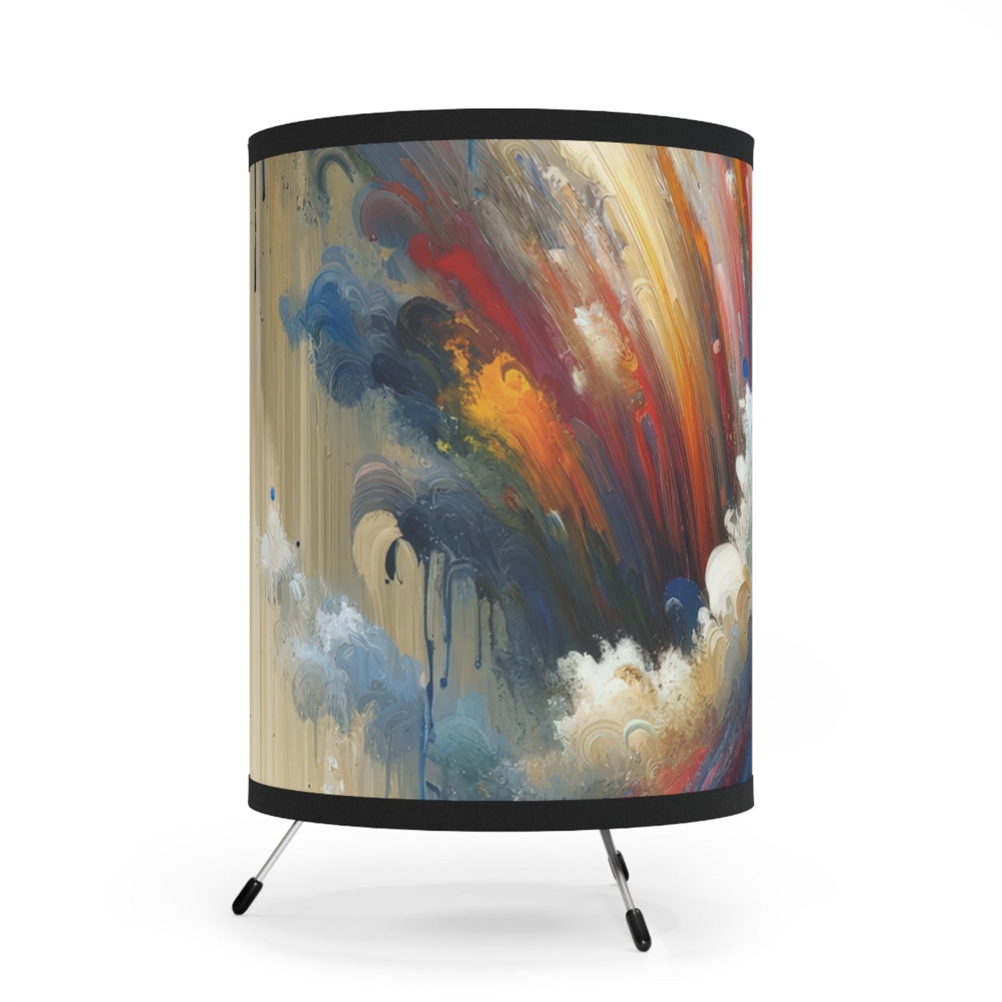 Grandiose Transformation Tachism Tripod Lamp with High-Res Printed Shade, US\CA plug - ATUH.ART