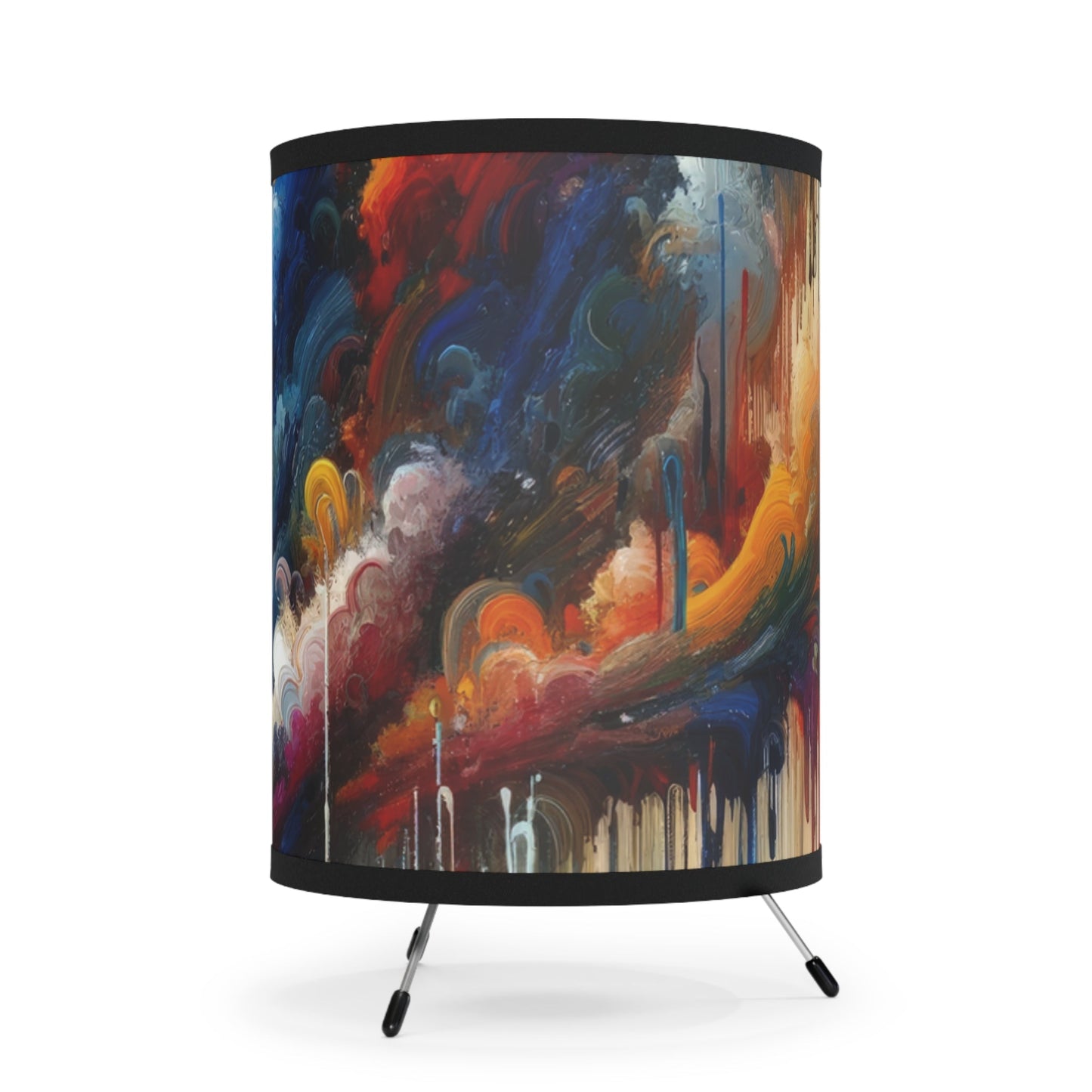 Grandiose Transformation Tachism Tripod Lamp with High-Res Printed Shade, US\CA plug - ATUH.ART