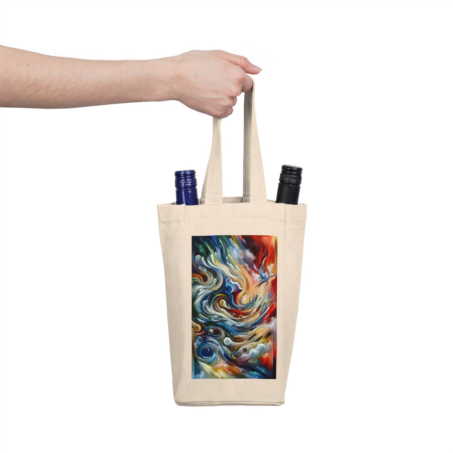 Gratitude Melodic Transformation Double Wine Tote Bag - ATUH.ART