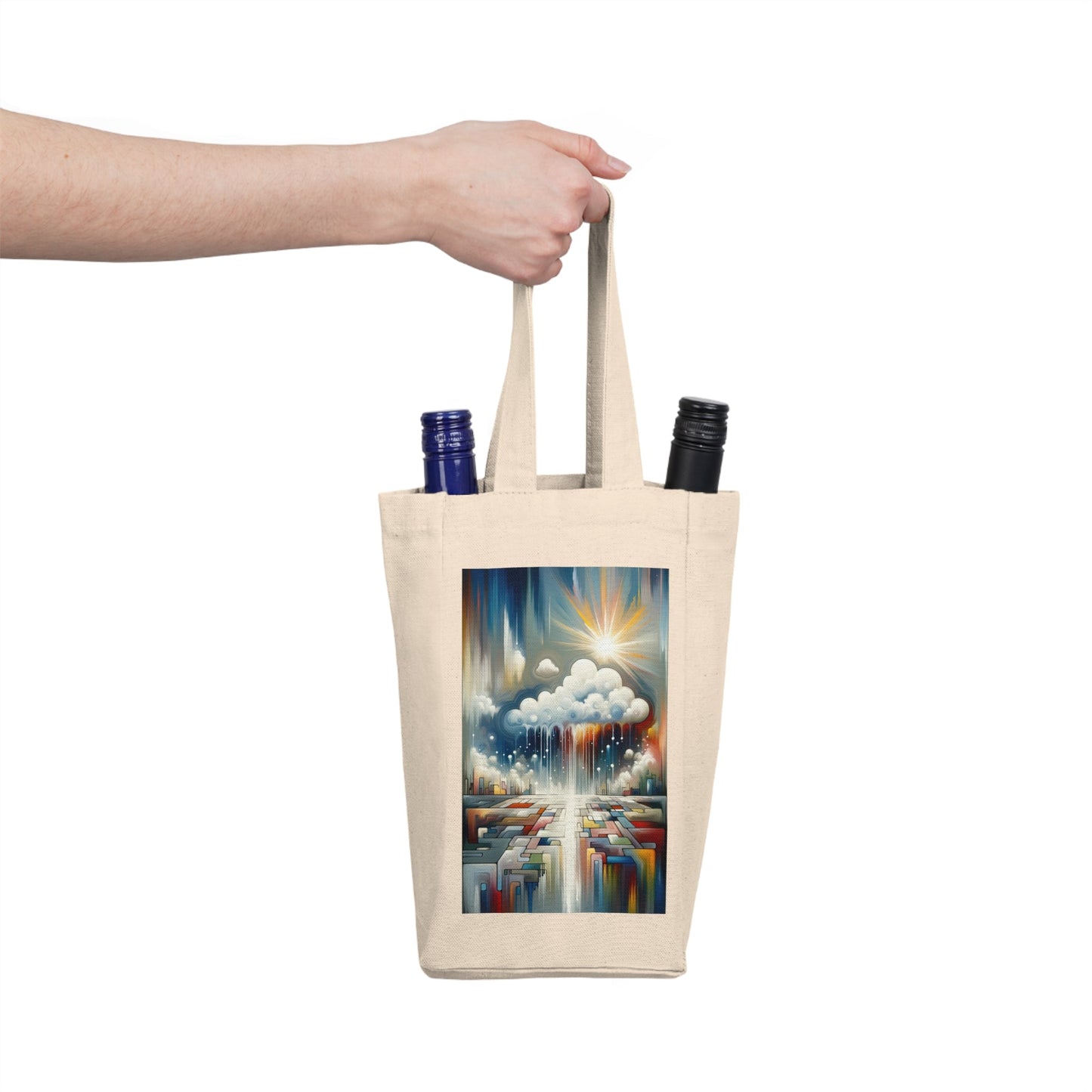 Grounding Silver Clouds Double Wine Tote Bag - ATUH.ART