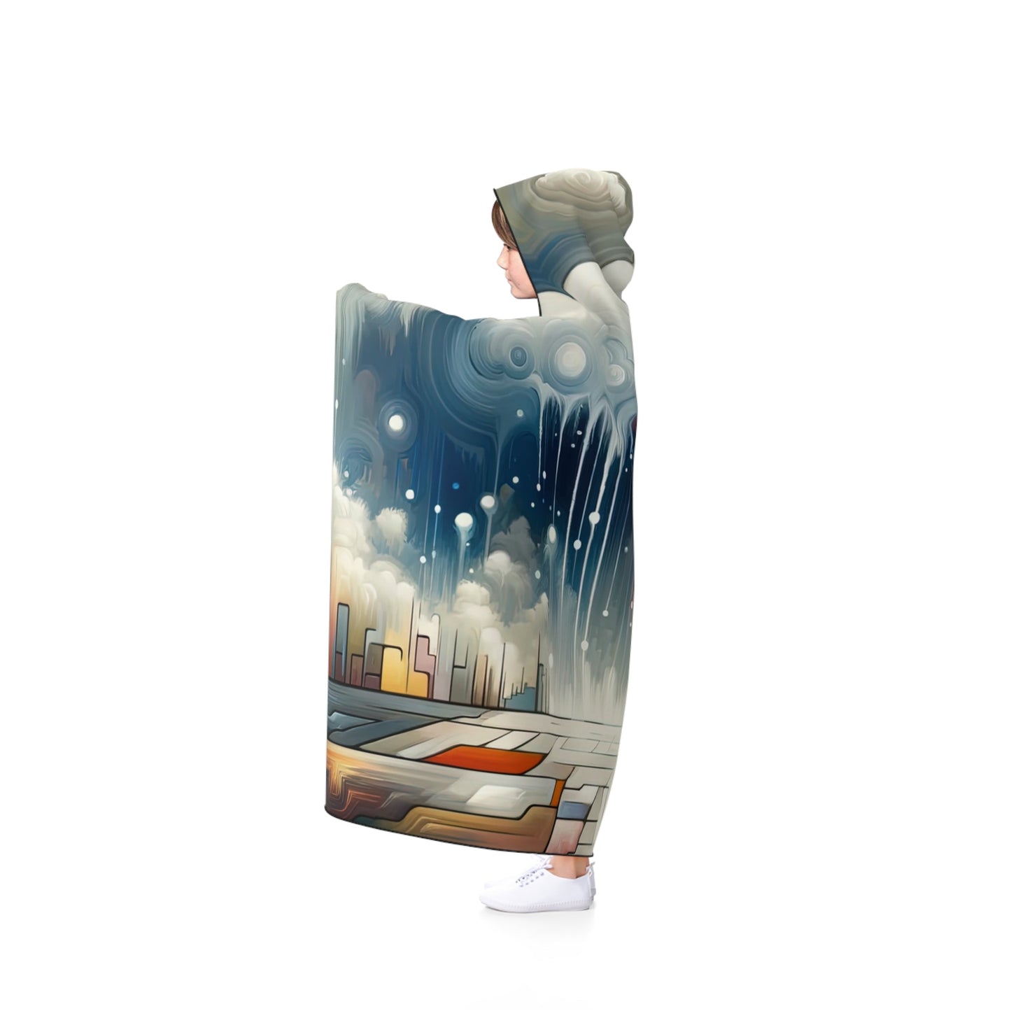 Grounding Silver Clouds Hooded Blanket - ATUH.ART