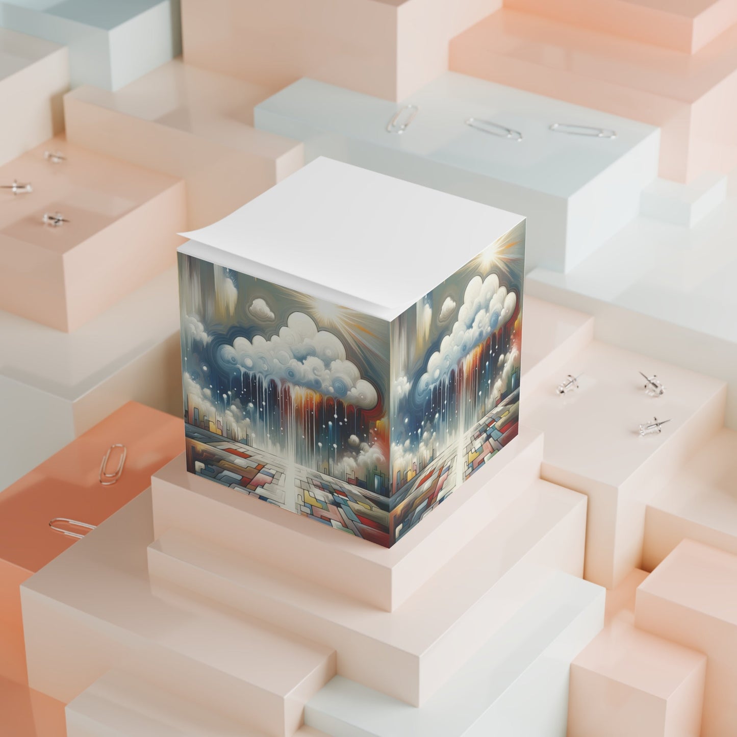 Grounding Silver Clouds Note Cube - ATUH.ART
