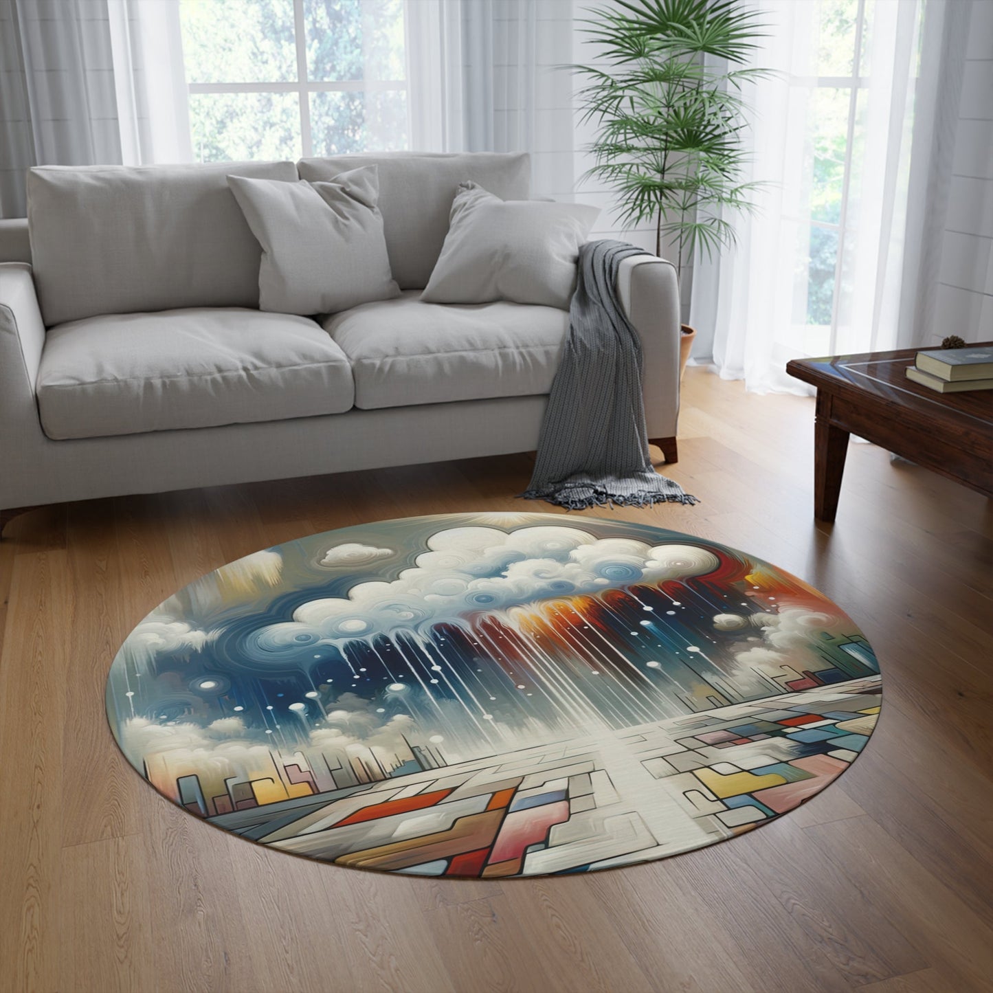 Grounding Silver Clouds Round Rug - ATUH.ART