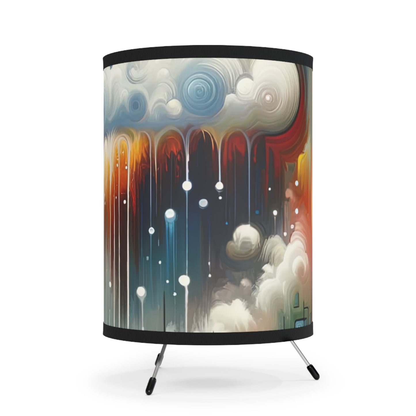 Grounding Silver Clouds Tripod Lamp with High-Res Printed Shade, US\CA plug - ATUH.ART