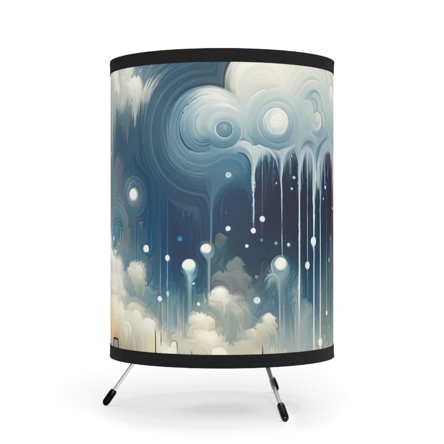 Grounding Silver Clouds Tripod Lamp with High-Res Printed Shade, US\CA plug - ATUH.ART