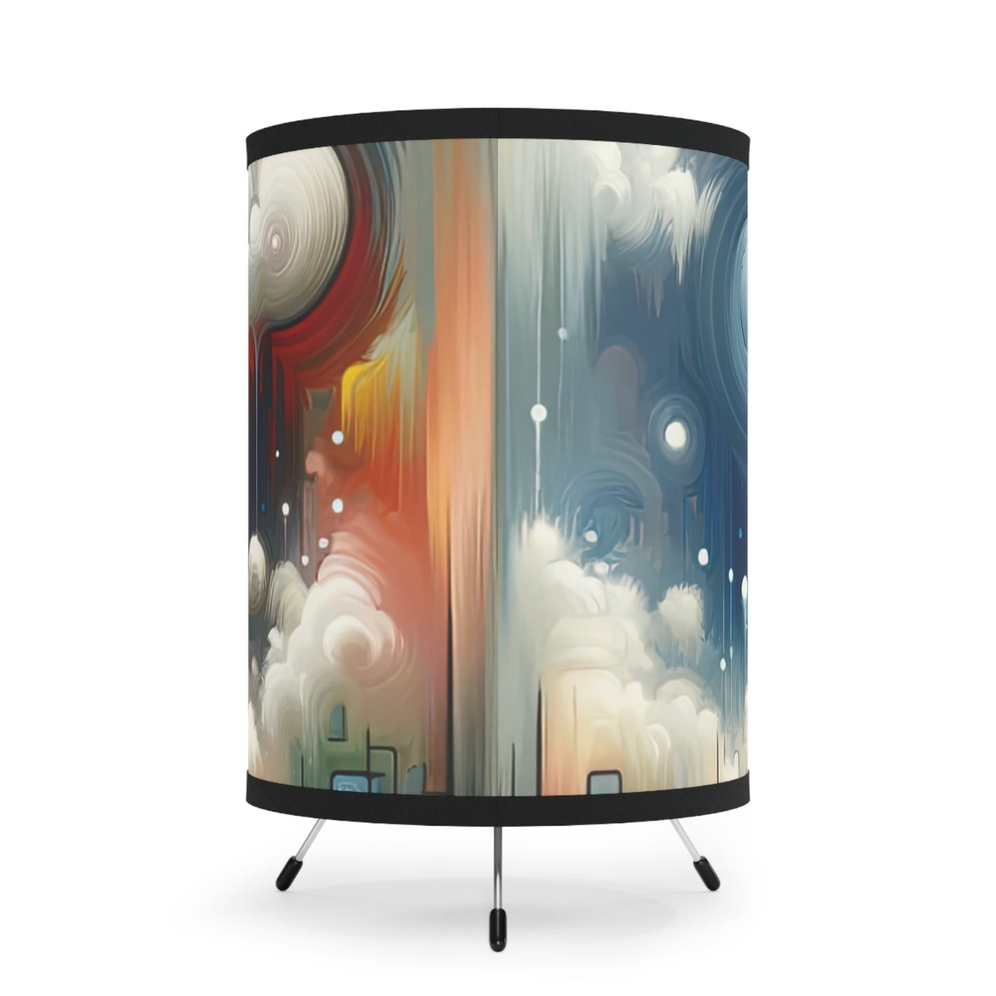 Grounding Silver Clouds Tripod Lamp with High-Res Printed Shade, US\CA plug - ATUH.ART