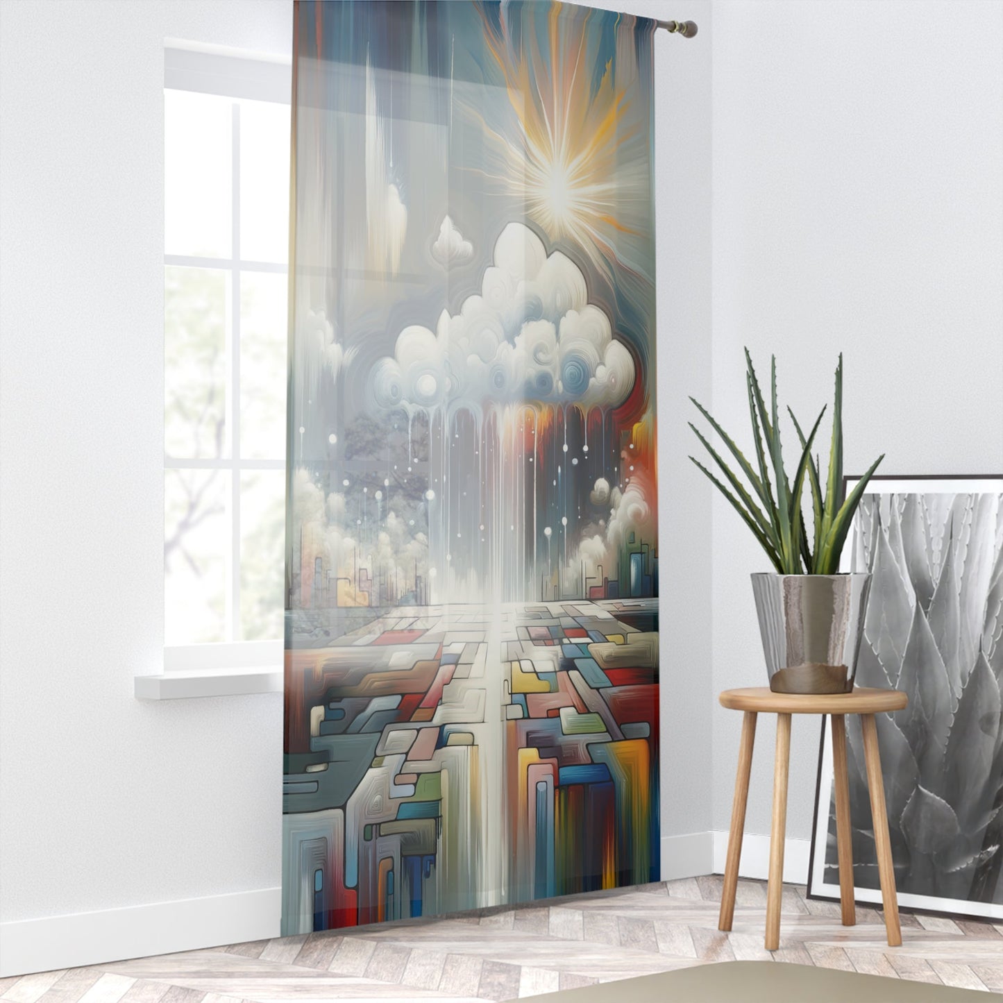 Grounding Silver Clouds Window Curtain - ATUH.ART