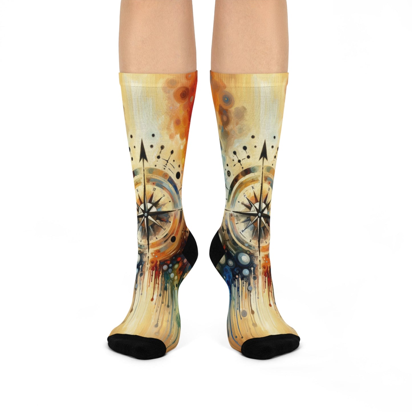 Guidance Abstract Compass Cushioned Crew Socks - ATUH.ART