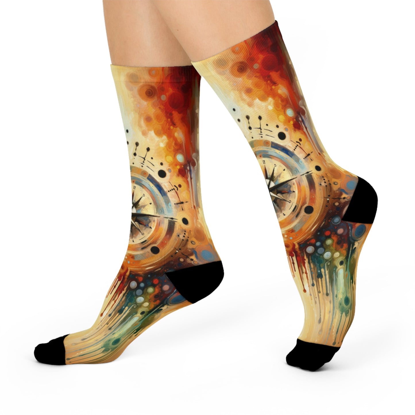 Guidance Abstract Compass Cushioned Crew Socks - ATUH.ART