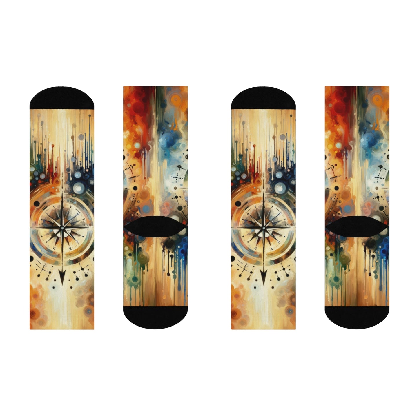 Guidance Abstract Compass Cushioned Crew Socks - ATUH.ART
