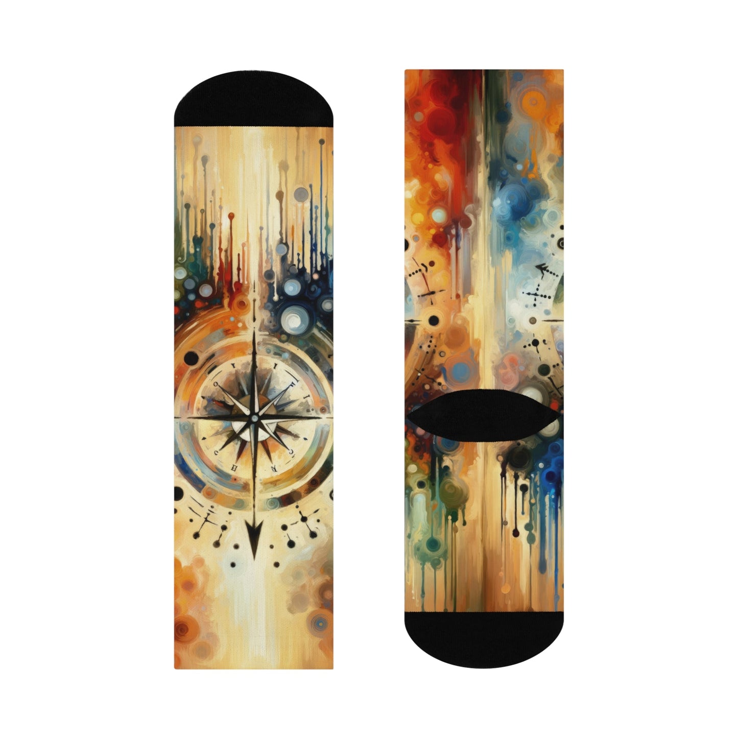 Guidance Abstract Compass Cushioned Crew Socks - ATUH.ART