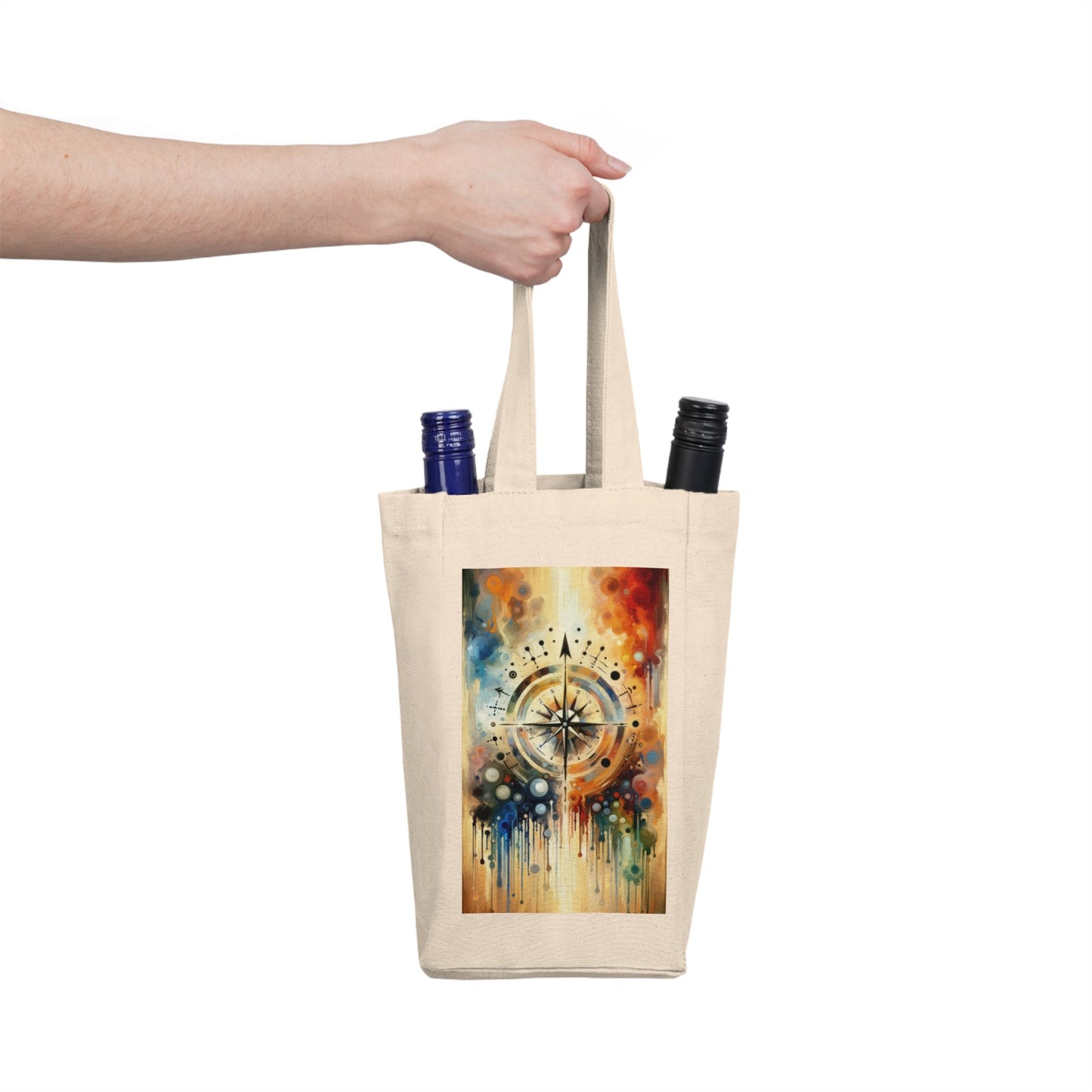Guidance Abstract Compass Double Wine Tote Bag - ATUH.ART