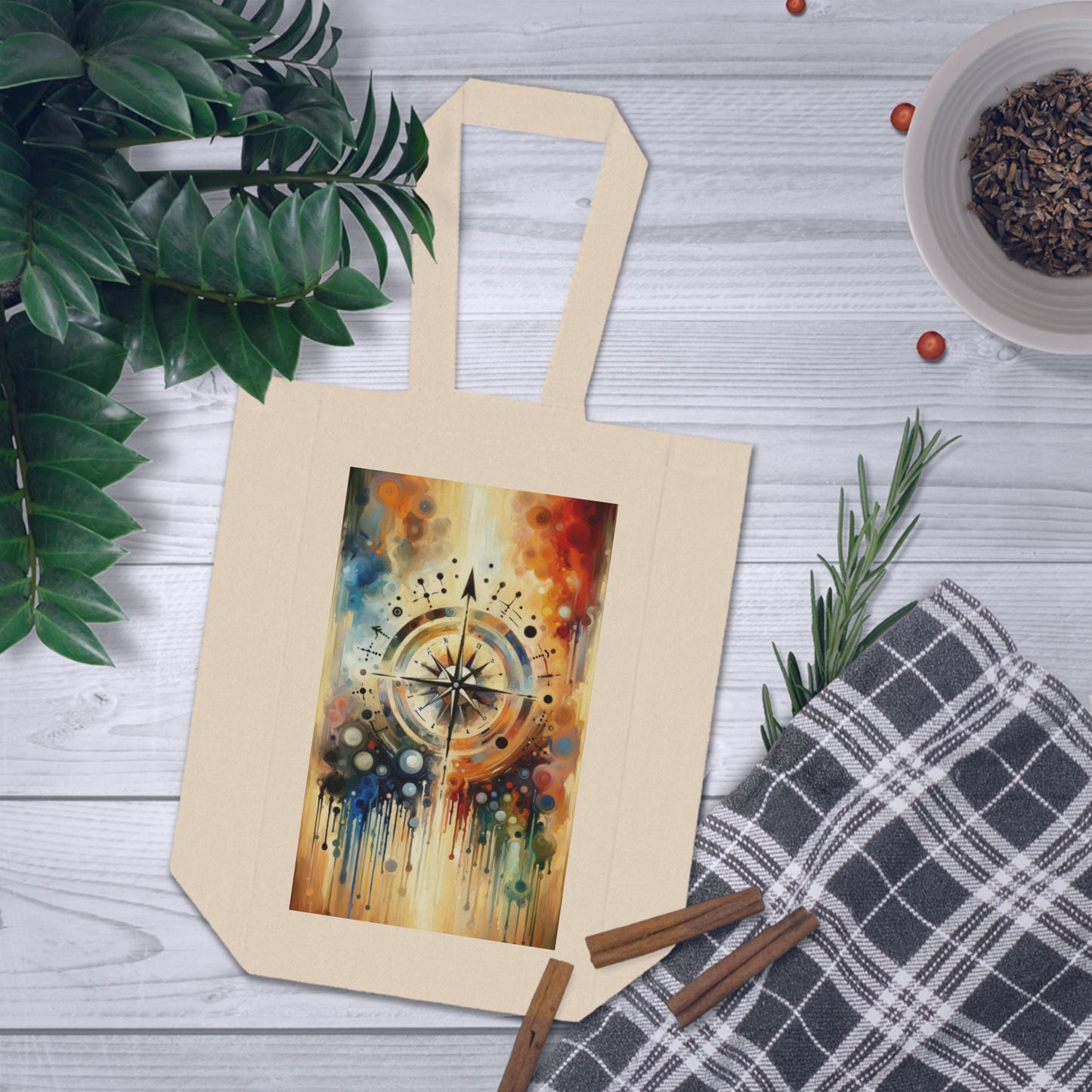 Guidance Abstract Compass Double Wine Tote Bag - ATUH.ART