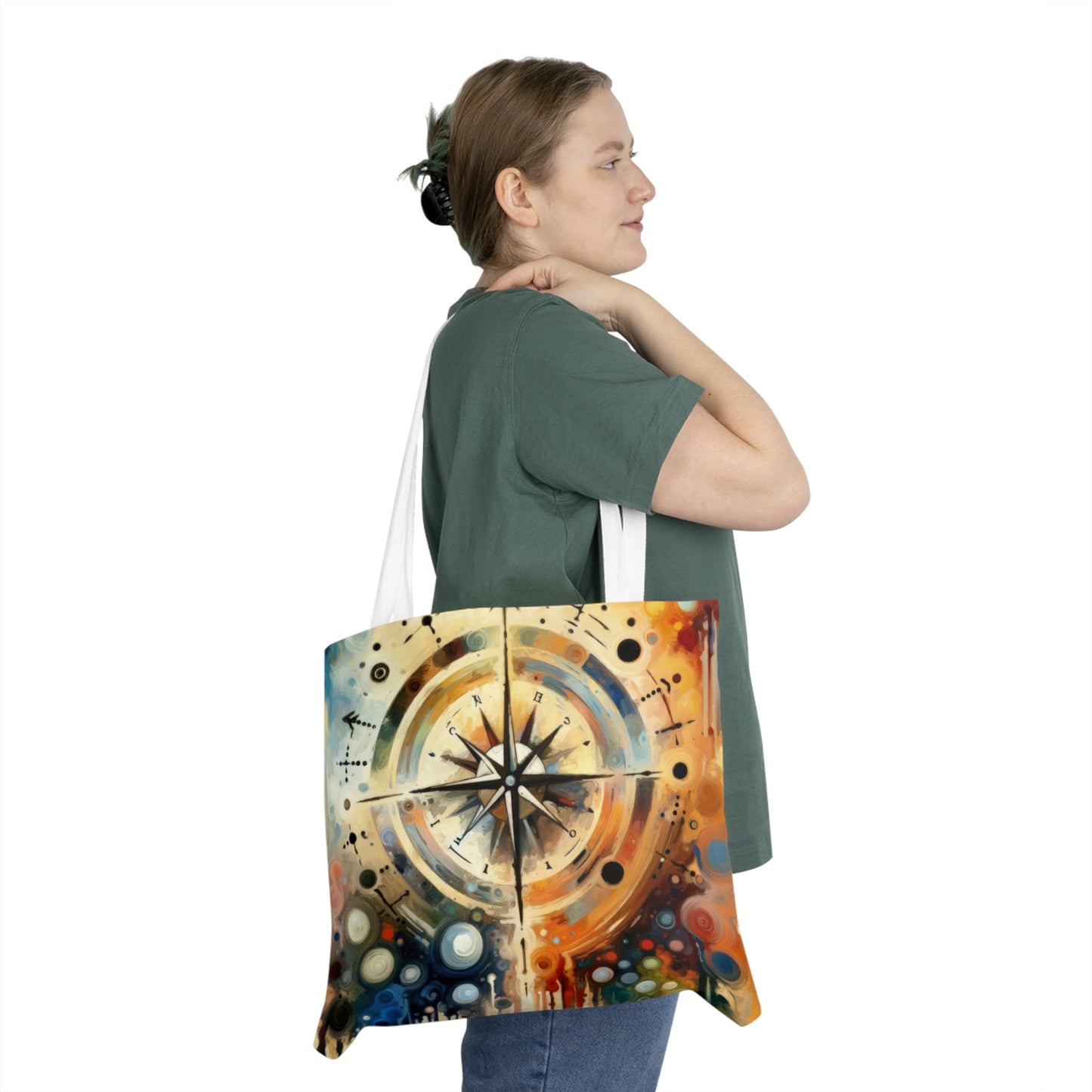 Guidance Abstract Compass Shoulder Tote Bag (AOP) - ATUH.ART