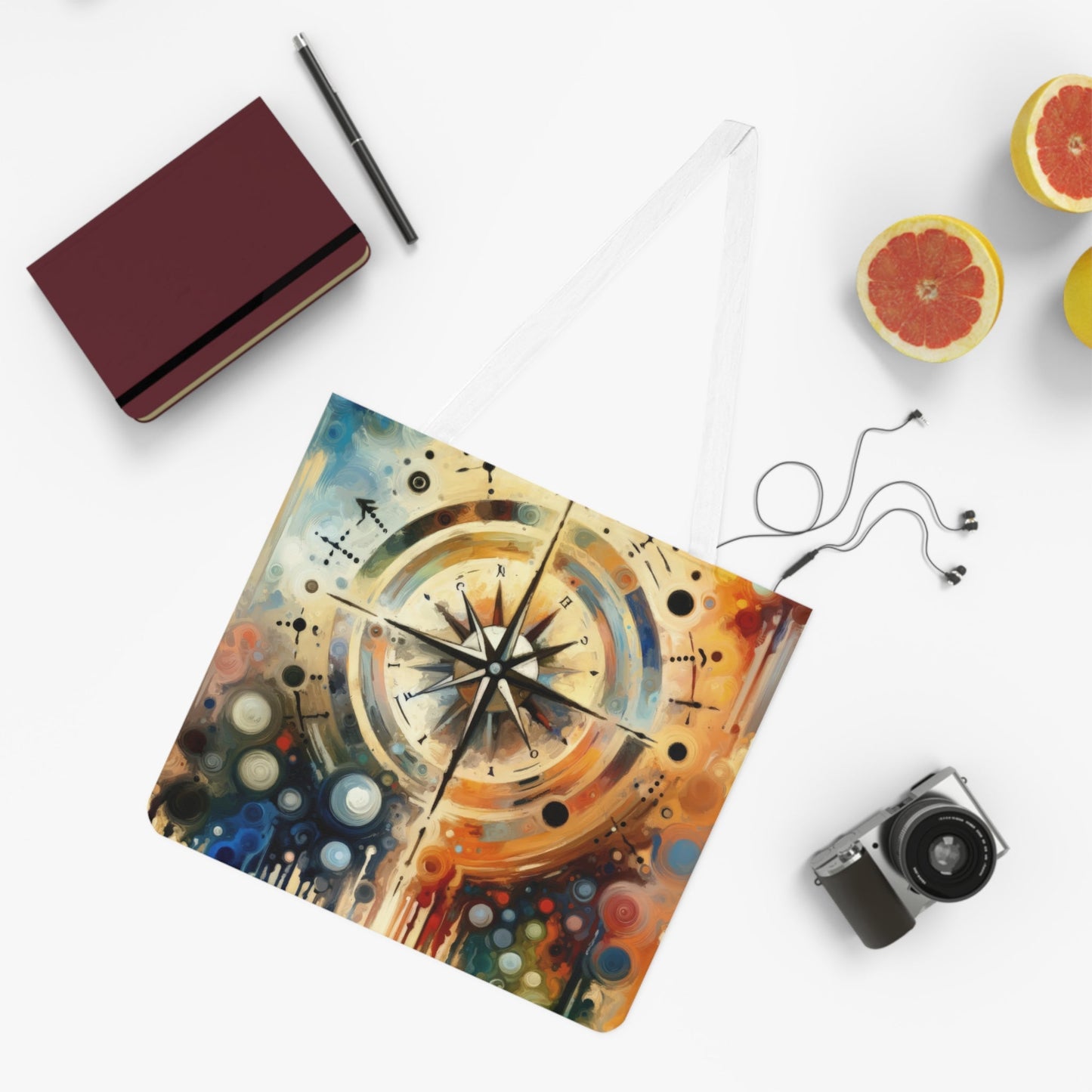 Guidance Abstract Compass Shoulder Tote Bag (AOP) - ATUH.ART