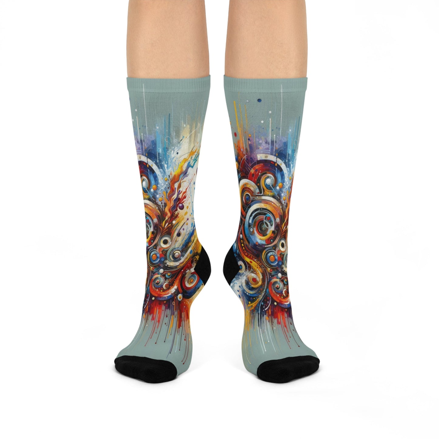 Harmonic Abstract Synergy Cushioned Crew Socks - ATUH.ART