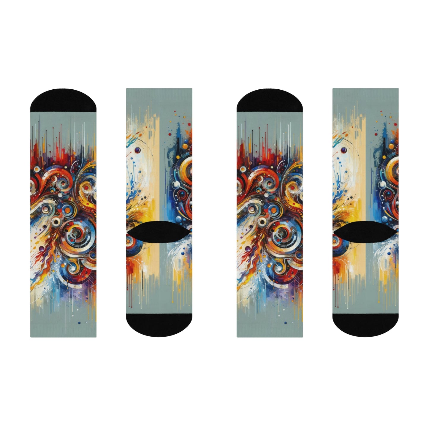 Harmonic Abstract Synergy Cushioned Crew Socks - ATUH.ART