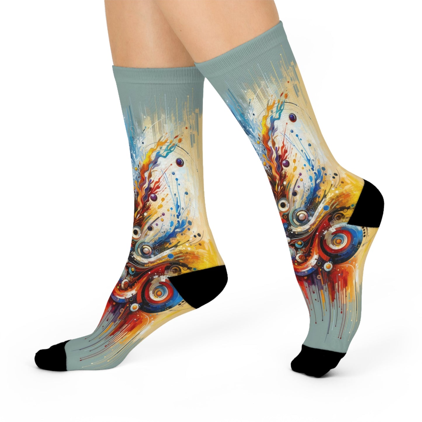Harmonic Abstract Synergy Cushioned Crew Socks - ATUH.ART