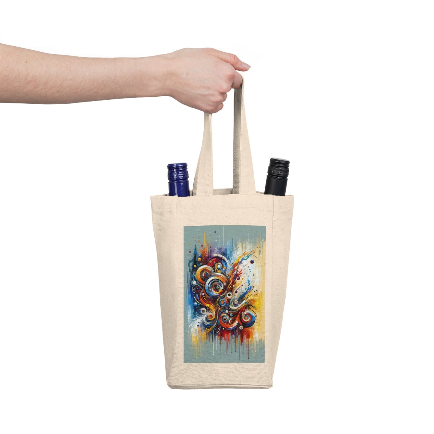 Harmonic Abstract Synergy Double Wine Tote Bag - ATUH.ART