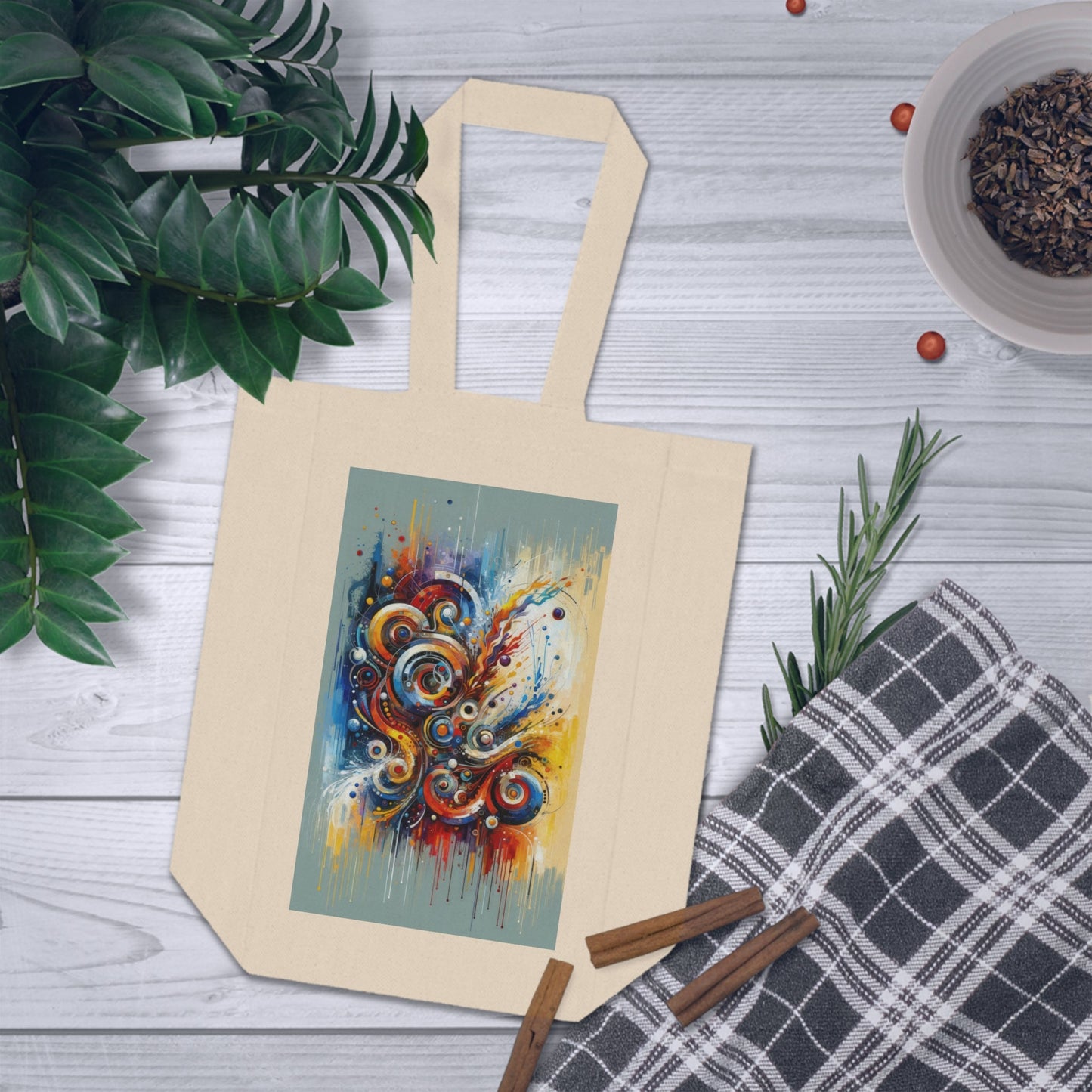 Harmonic Abstract Synergy Double Wine Tote Bag - ATUH.ART