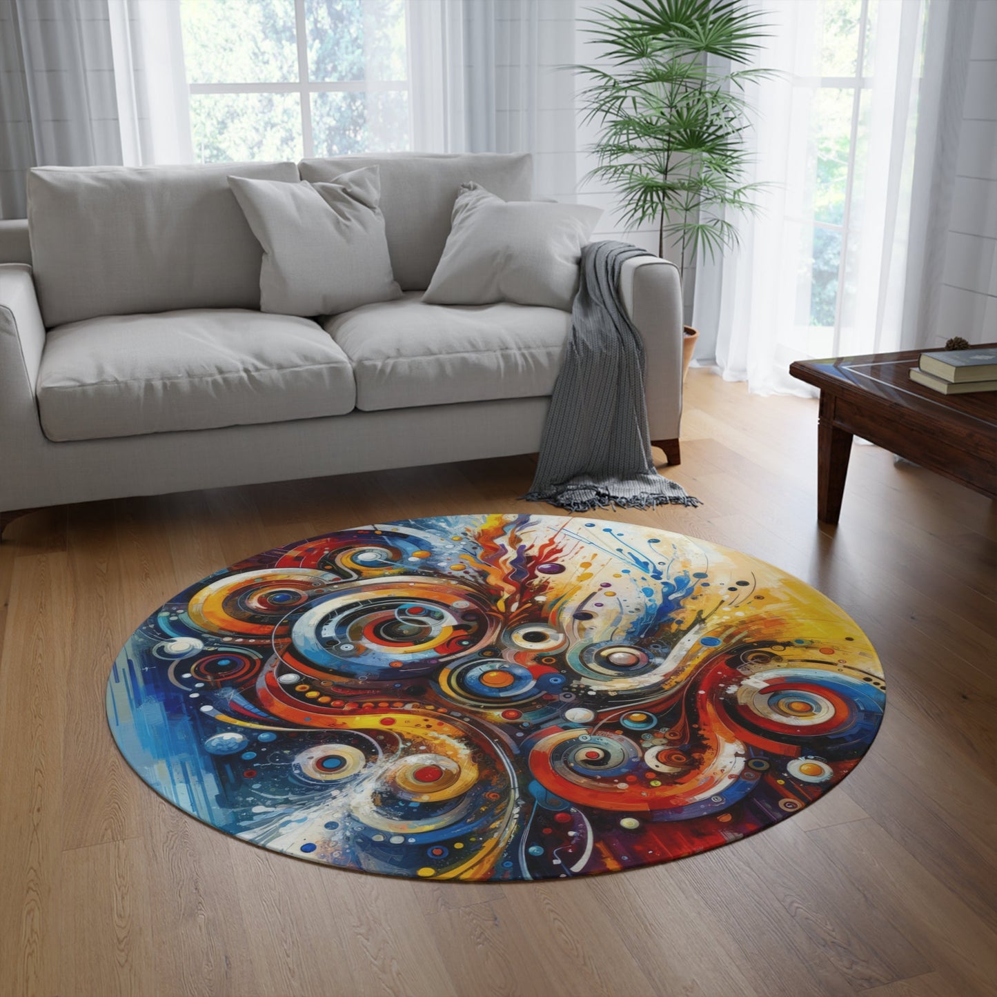 Harmonic Abstract Synergy Round Rug - ATUH.ART