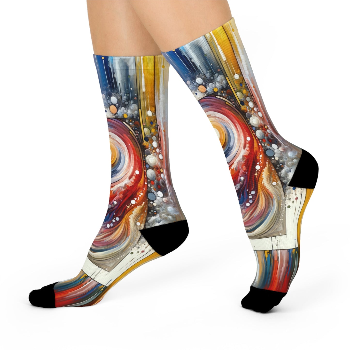 Harmonic Swirl Elegance Cushioned Crew Socks - ATUH.ART