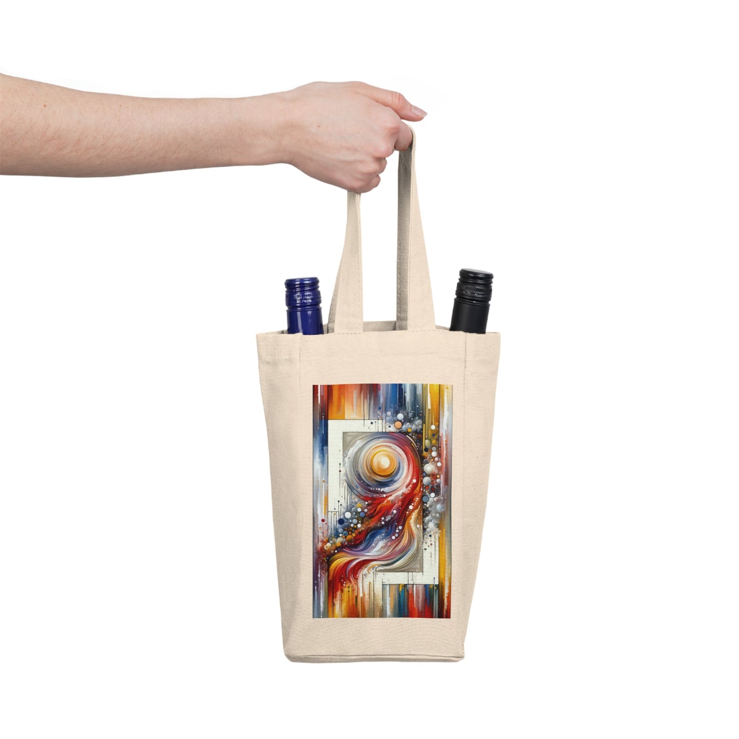 Harmonic Swirl Elegance Double Wine Tote Bag - ATUH.ART