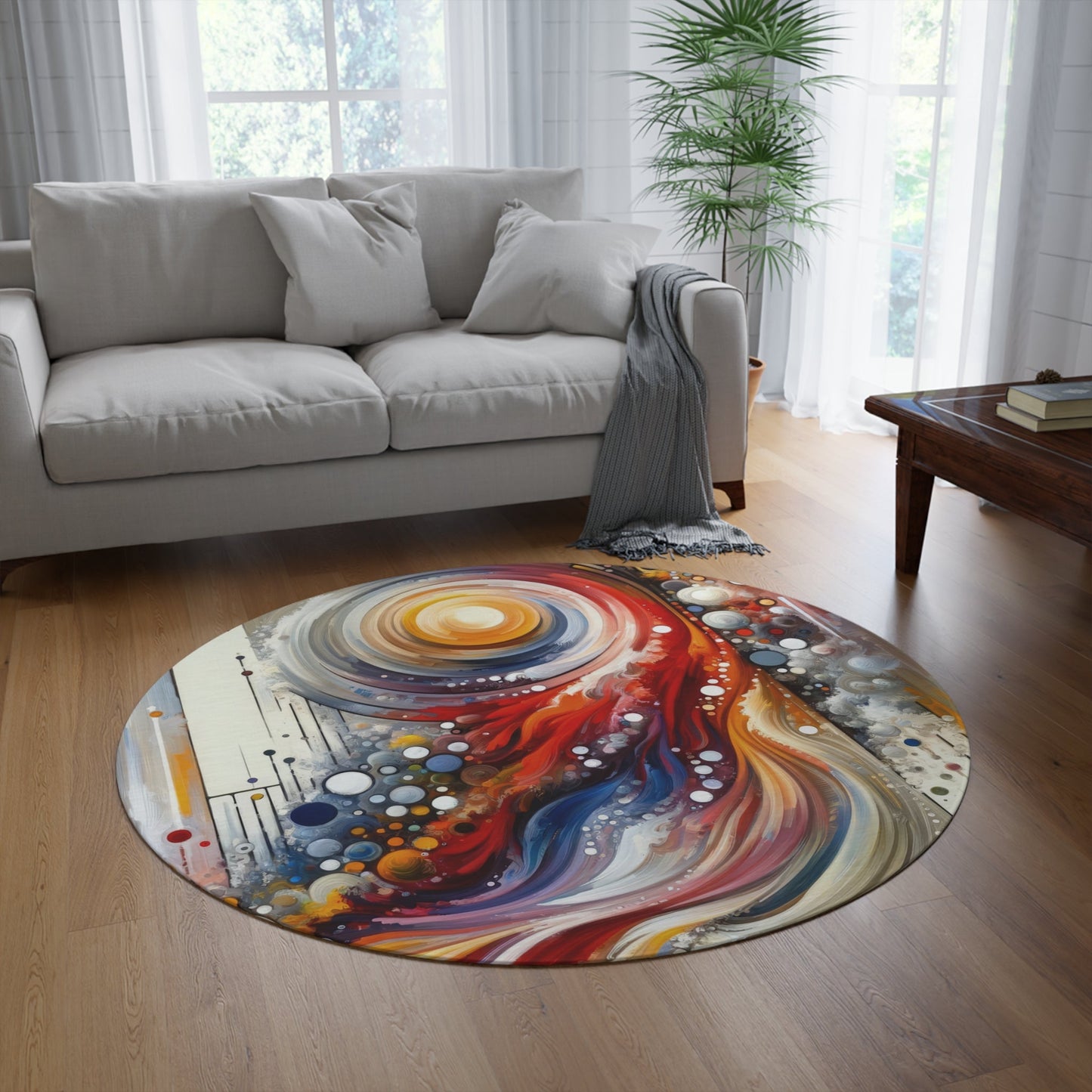 Harmonic Swirl Elegance Round Rug - ATUH.ART
