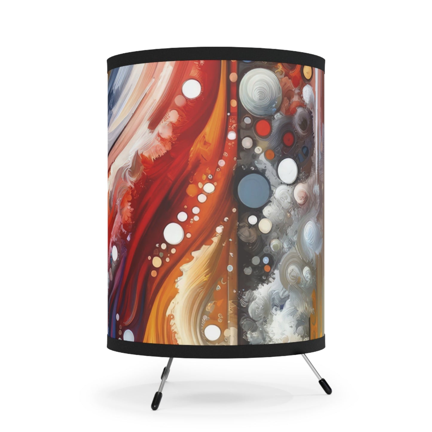 Harmonic Swirl Elegance Tripod Lamp with High-Res Printed Shade, US\CA plug - ATUH.ART
