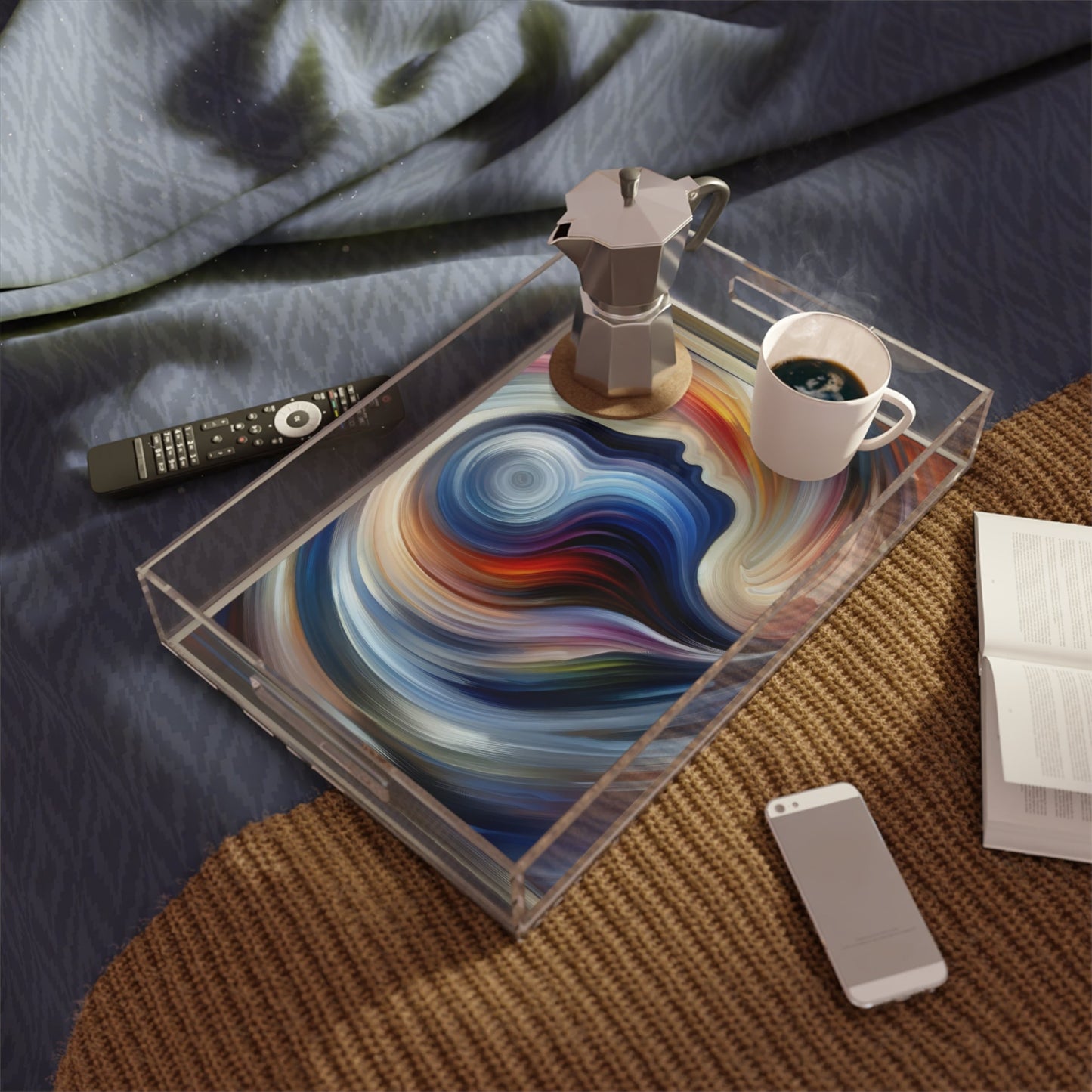 Harmonious Mindset Abstract Acrylic Serving Tray - ATUH.ART