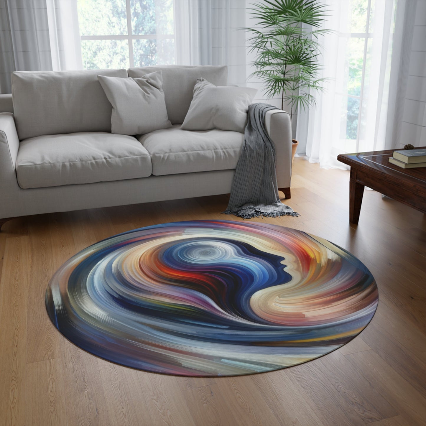 Harmonious Mindset Abstract Round Rug - ATUH.ART