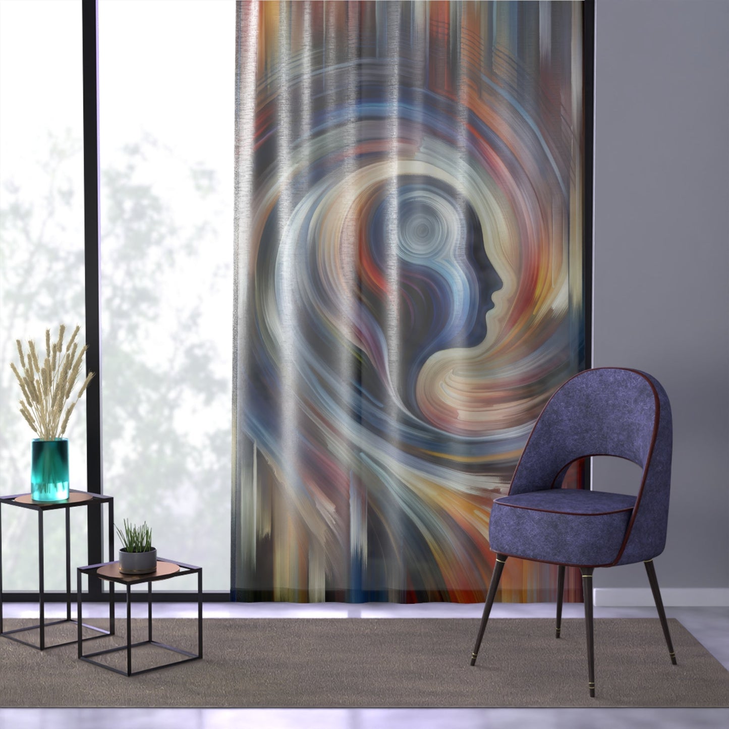 Harmonious Mindset Abstract Window Curtain - ATUH.ART