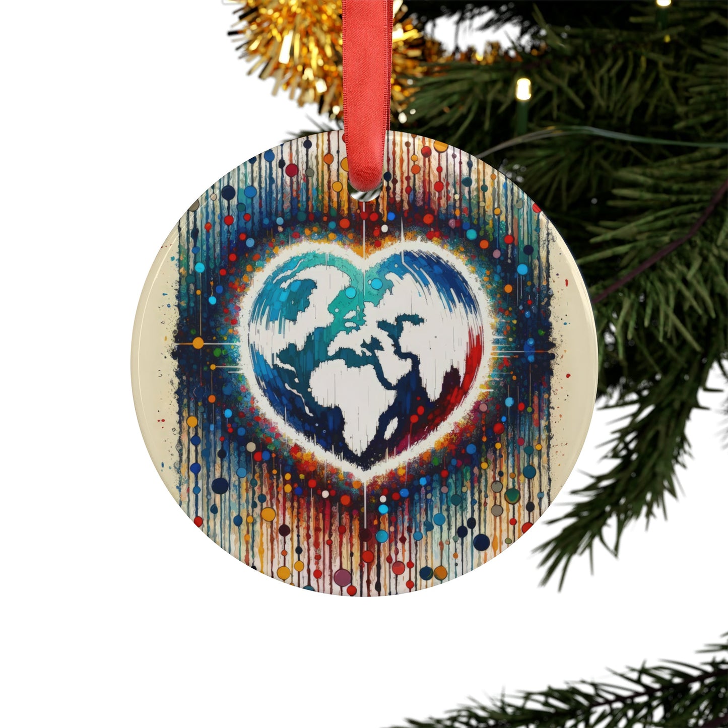 Heartbeats Synchronizing Peace Acrylic Ornament with Ribbon - ATUH.ART