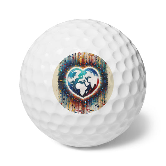 Heartbeats Synchronizing Peace Golf Balls, 6pcs - ATUH.ART