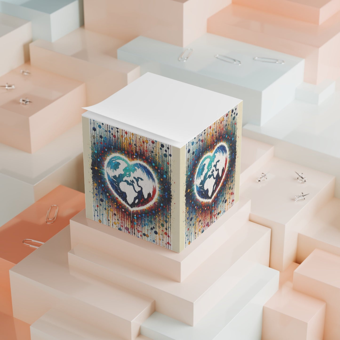 Heartbeats Synchronizing Peace Note Cube - ATUH.ART