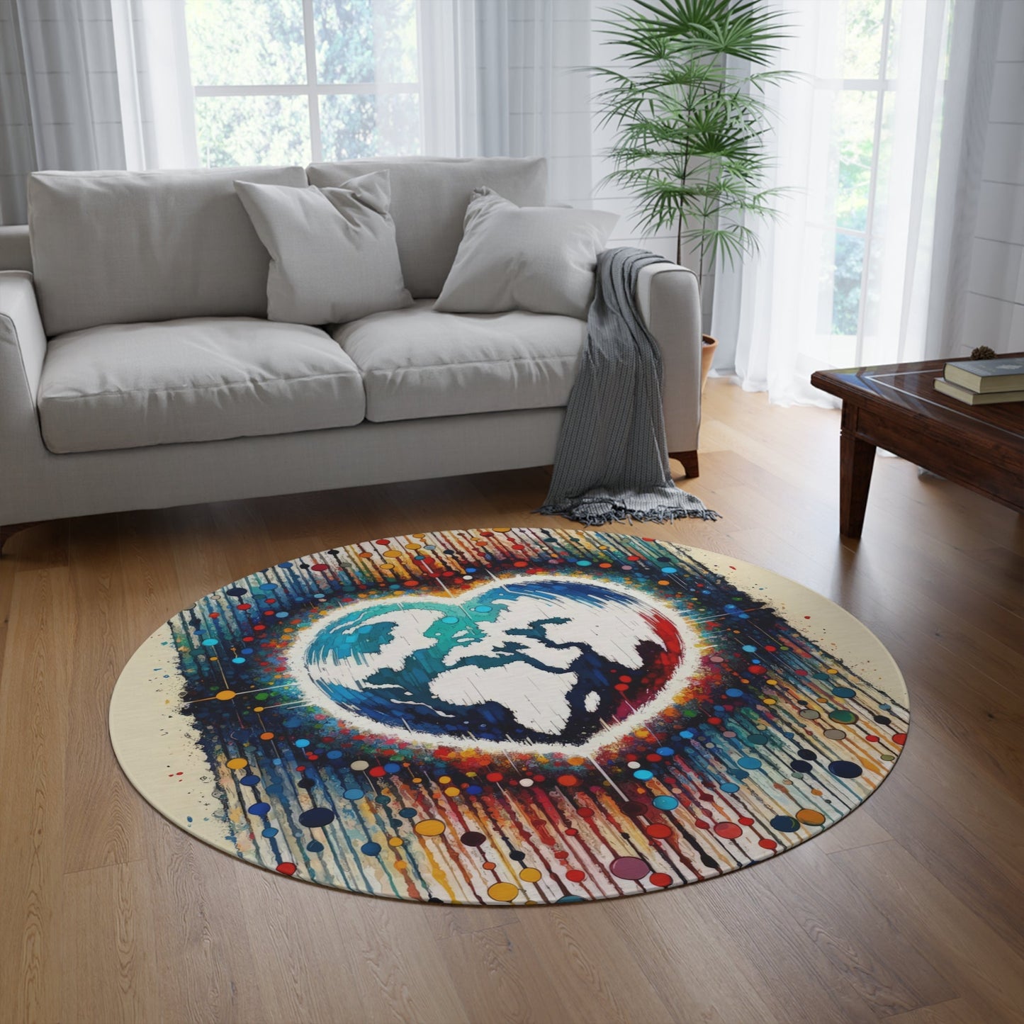 Heartbeats Synchronizing Peace Round Rug - ATUH.ART