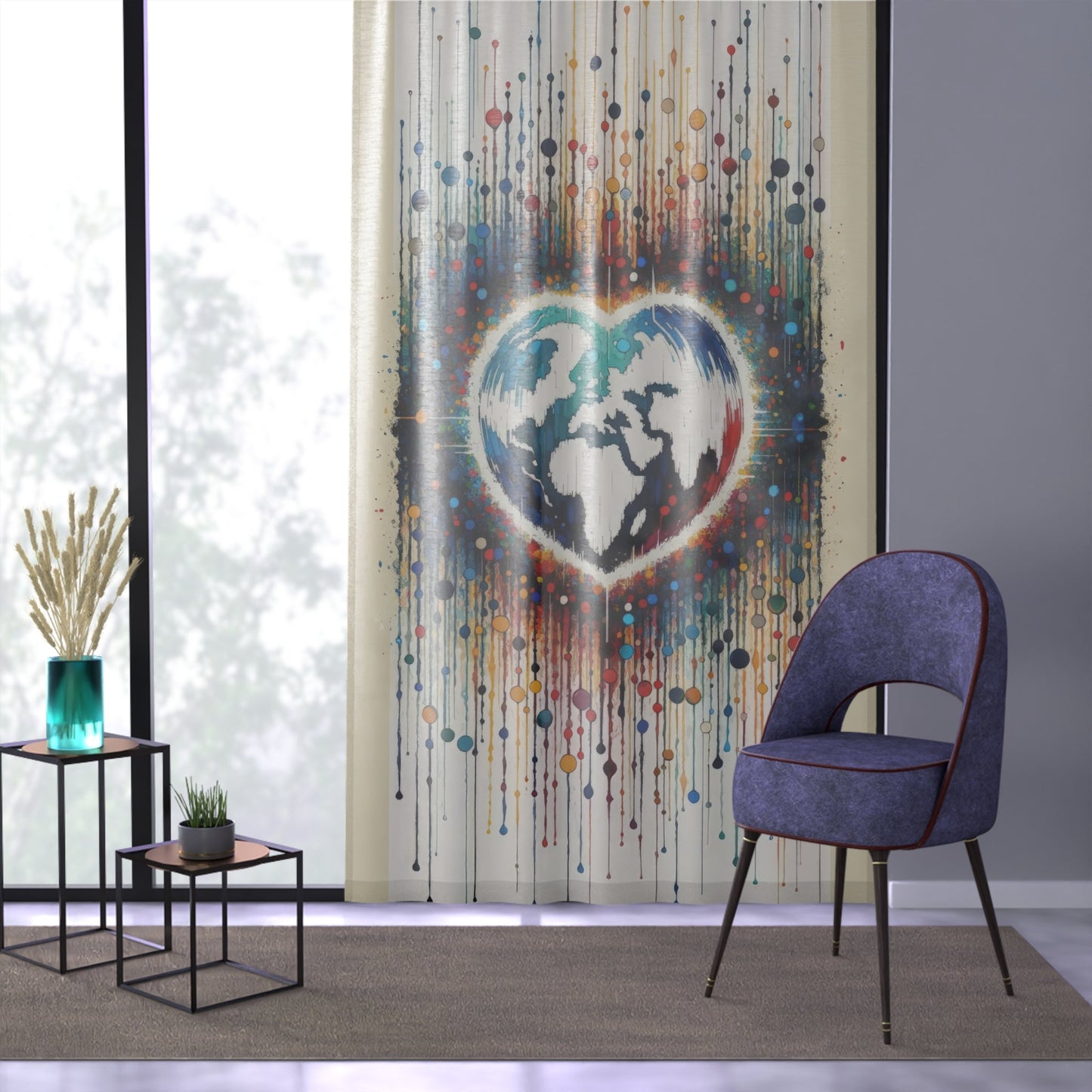 Heartbeats Synchronizing Peace Window Curtain - ATUH.ART