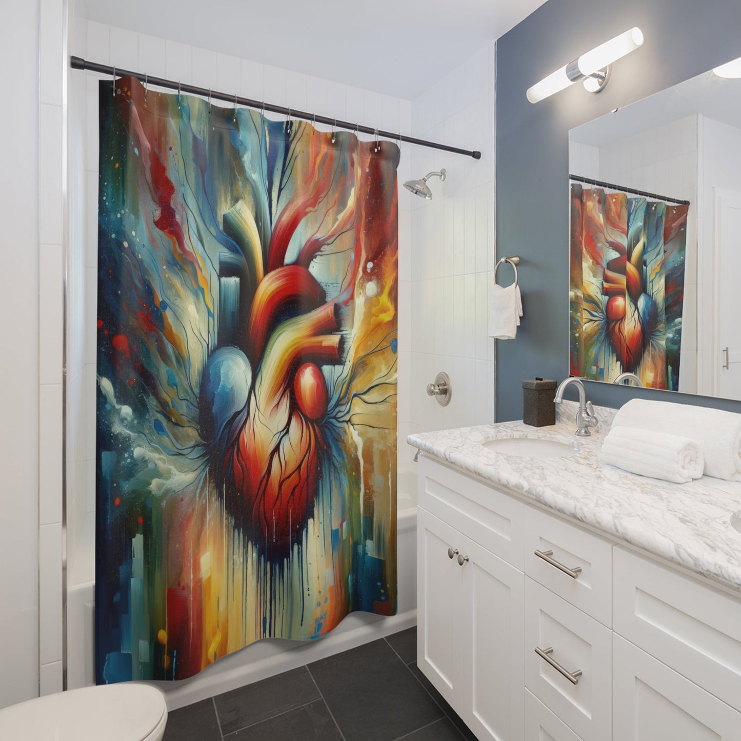 Humanity Heart Unveiled Shower Curtains - ATUH.ART