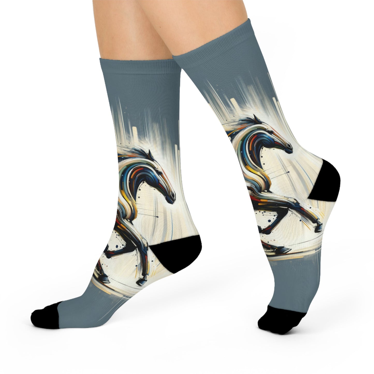 Hyperlinked Horsepower Gallop Cushioned Crew Socks - ATUH.ART
