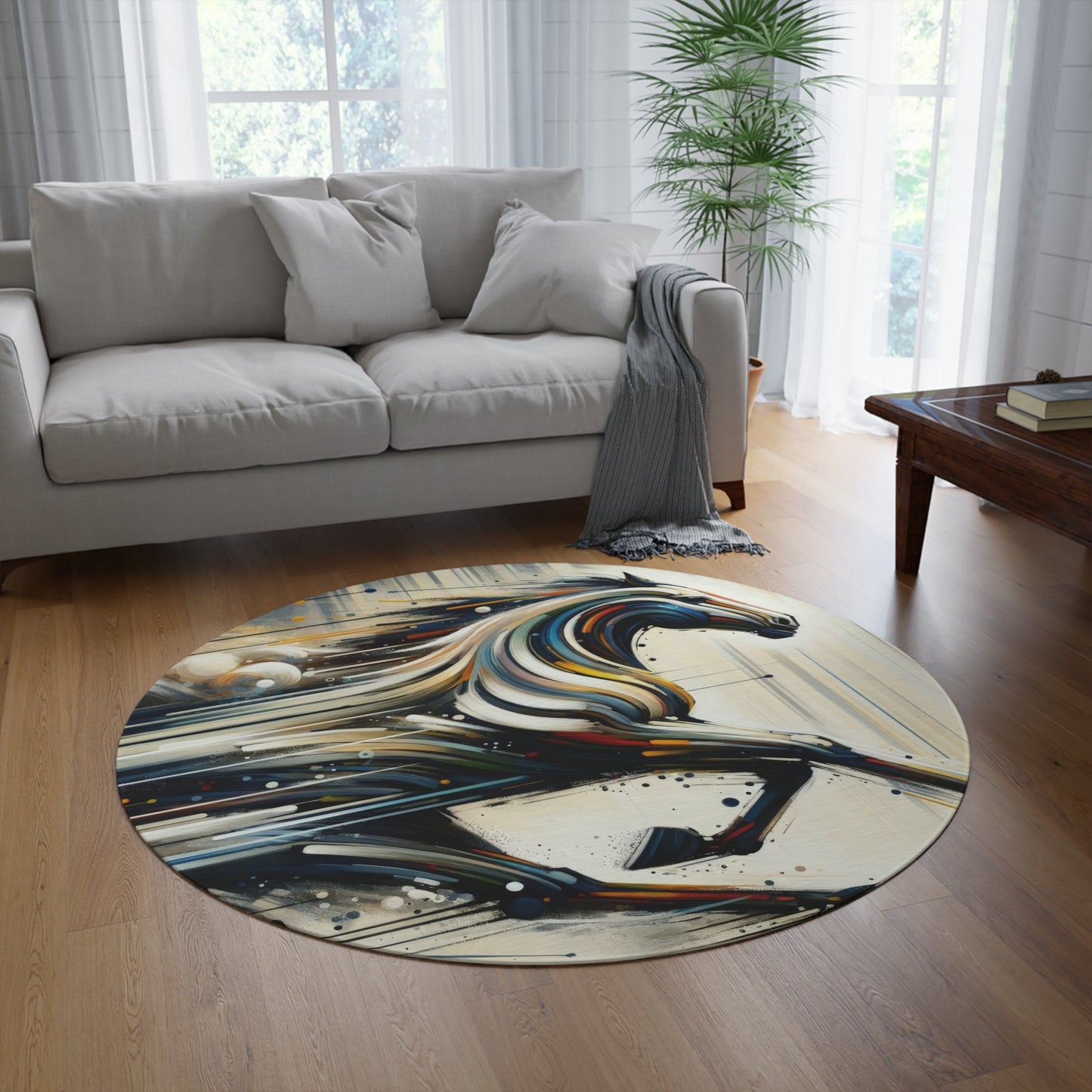 Hyperlinked Horsepower Gallop Round Rug - ATUH.ART