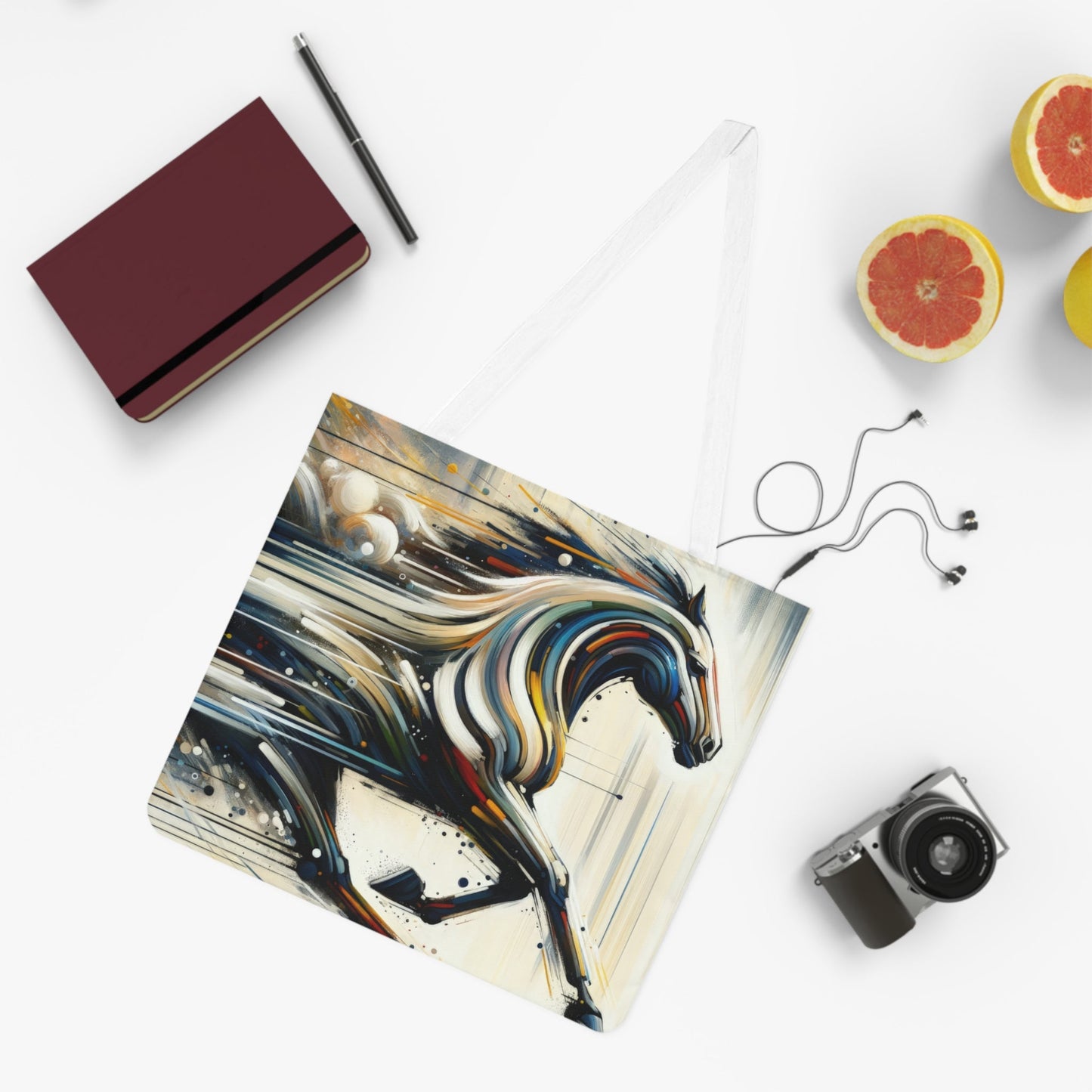 Hyperlinked Horsepower Gallop Shoulder Tote Bag (AOP) - ATUH.ART
