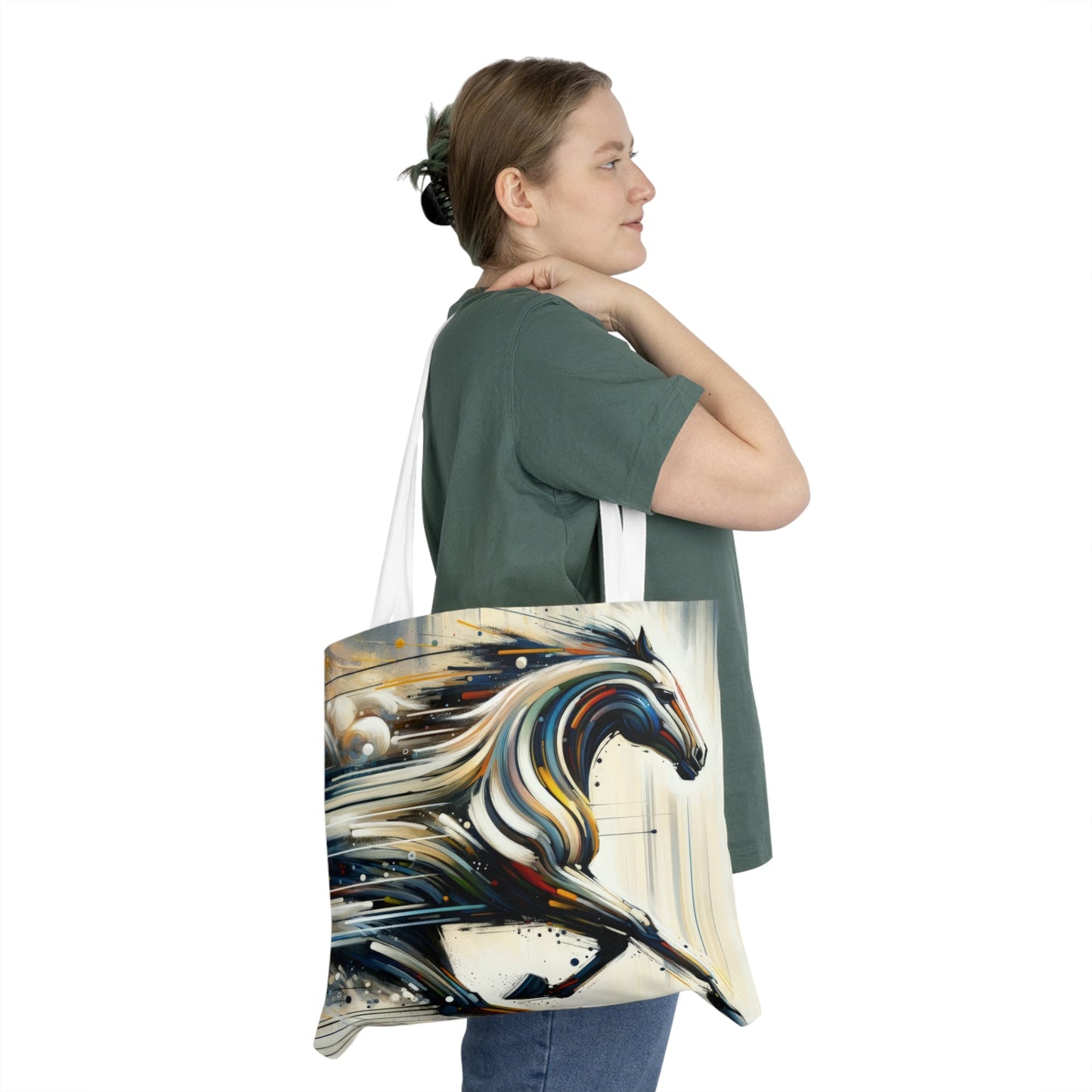 Hyperlinked Horsepower Gallop Shoulder Tote Bag (AOP) - ATUH.ART