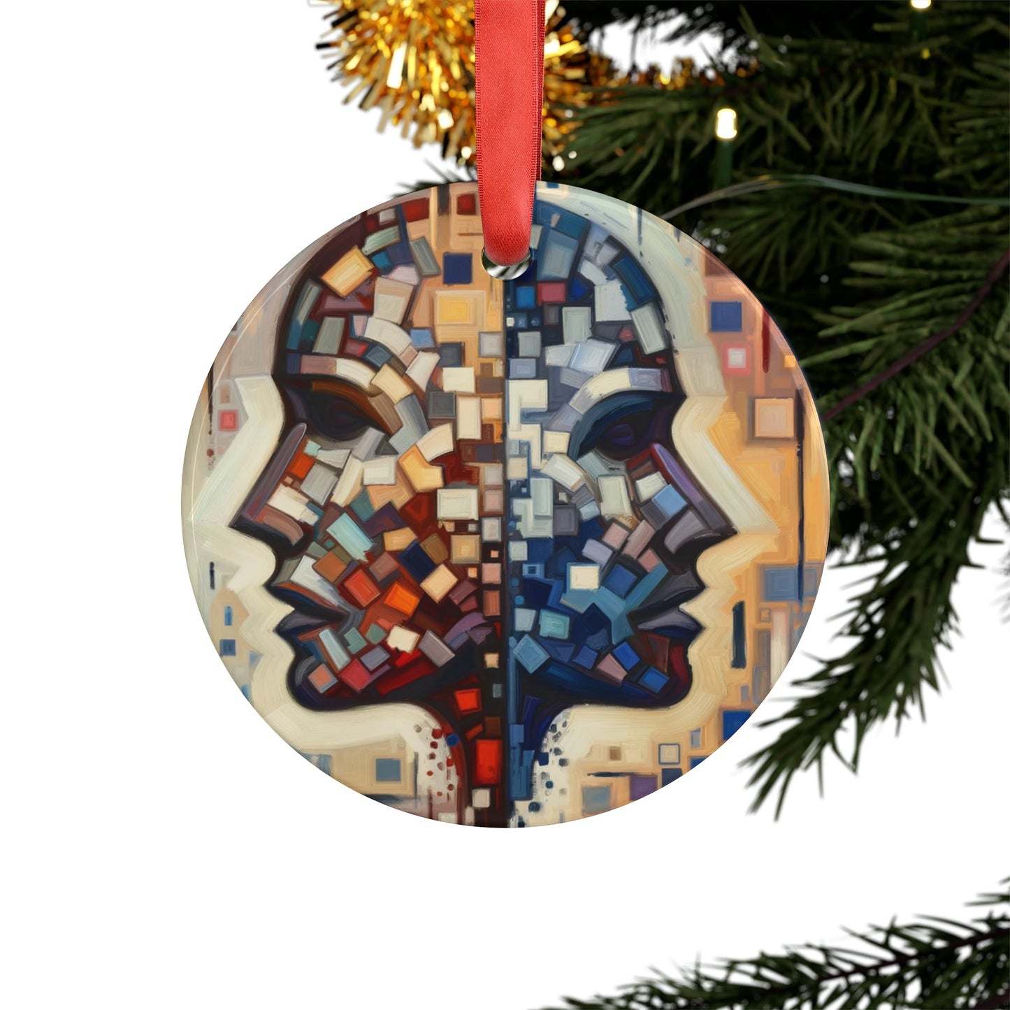 Identity Tachism Intersection Acrylic Ornament with Ribbon - ATUH.ART