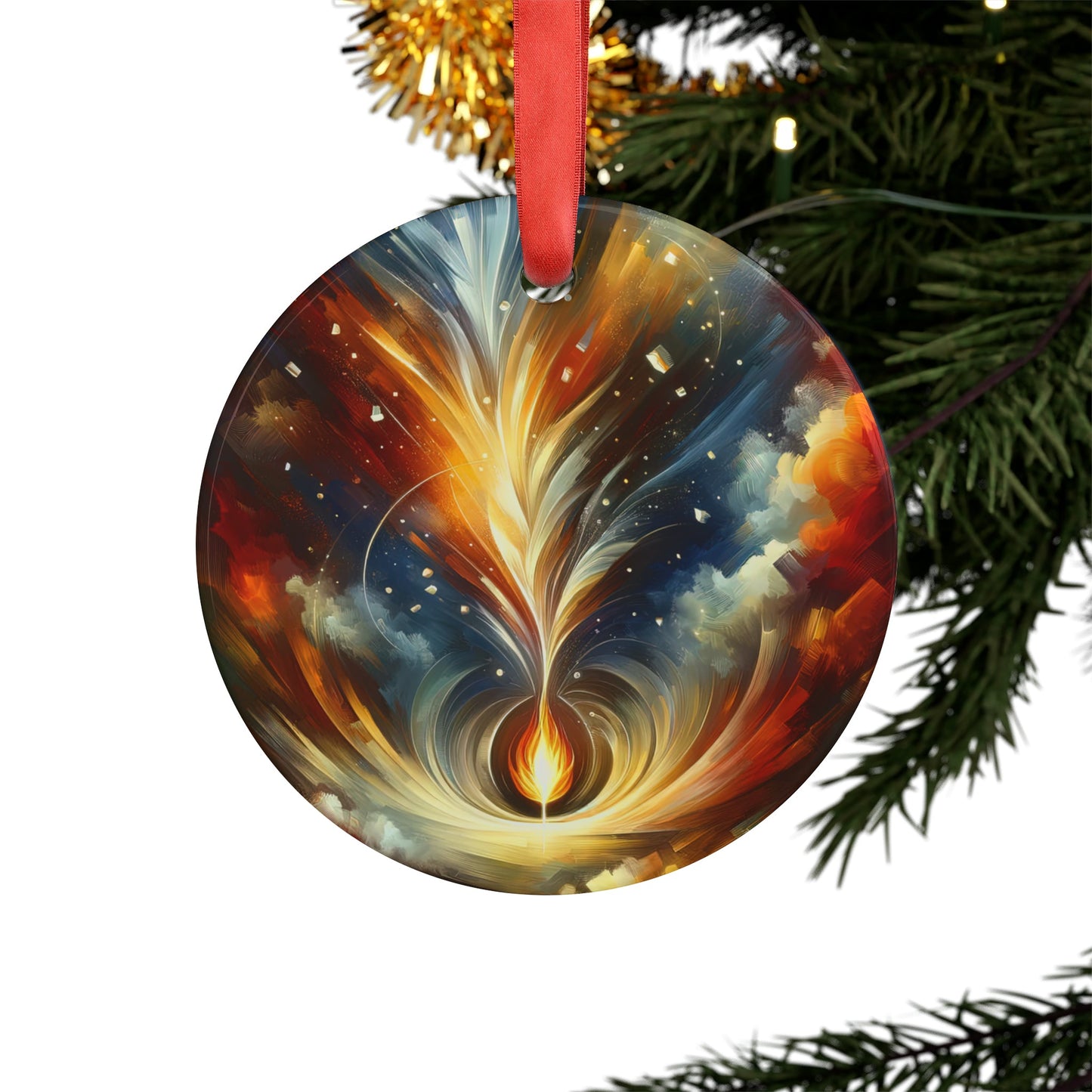 Igniting Transformational Currents Acrylic Ornament with Ribbon - ATUH.ART